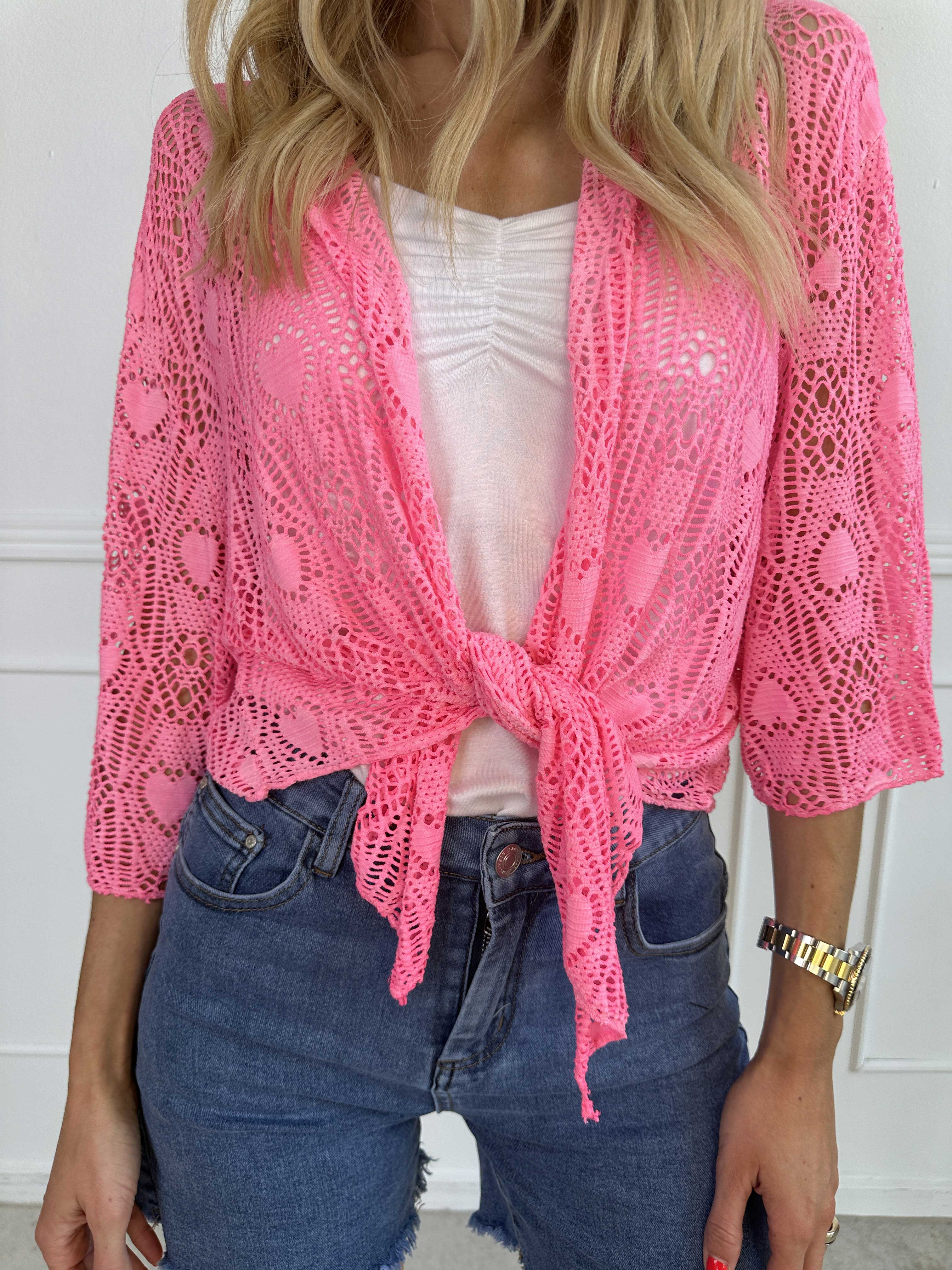 Cassiopea - Let cardigan i viskose med hulmønster