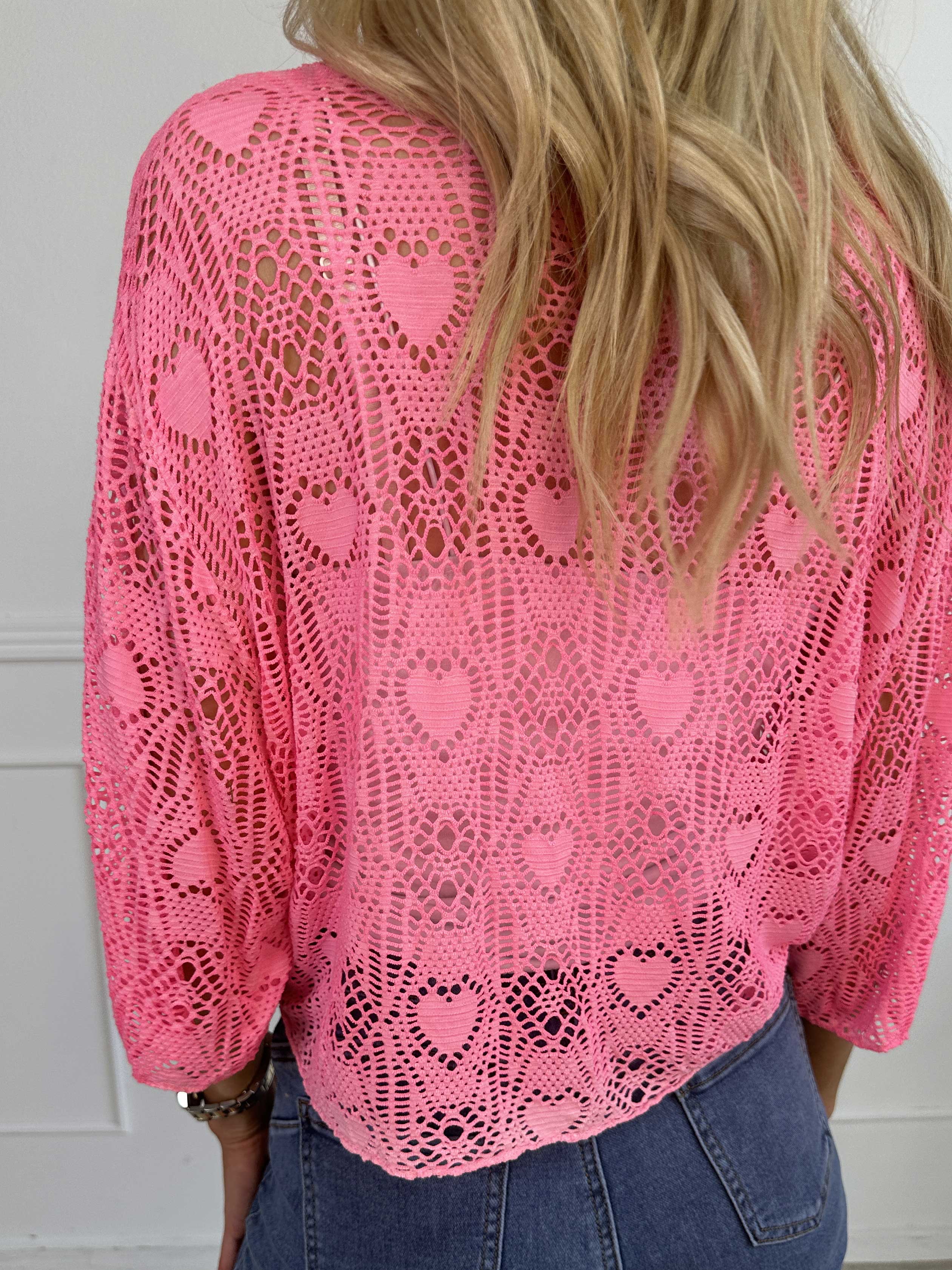 Cassiopea - Let cardigan i viskose med hulmønster