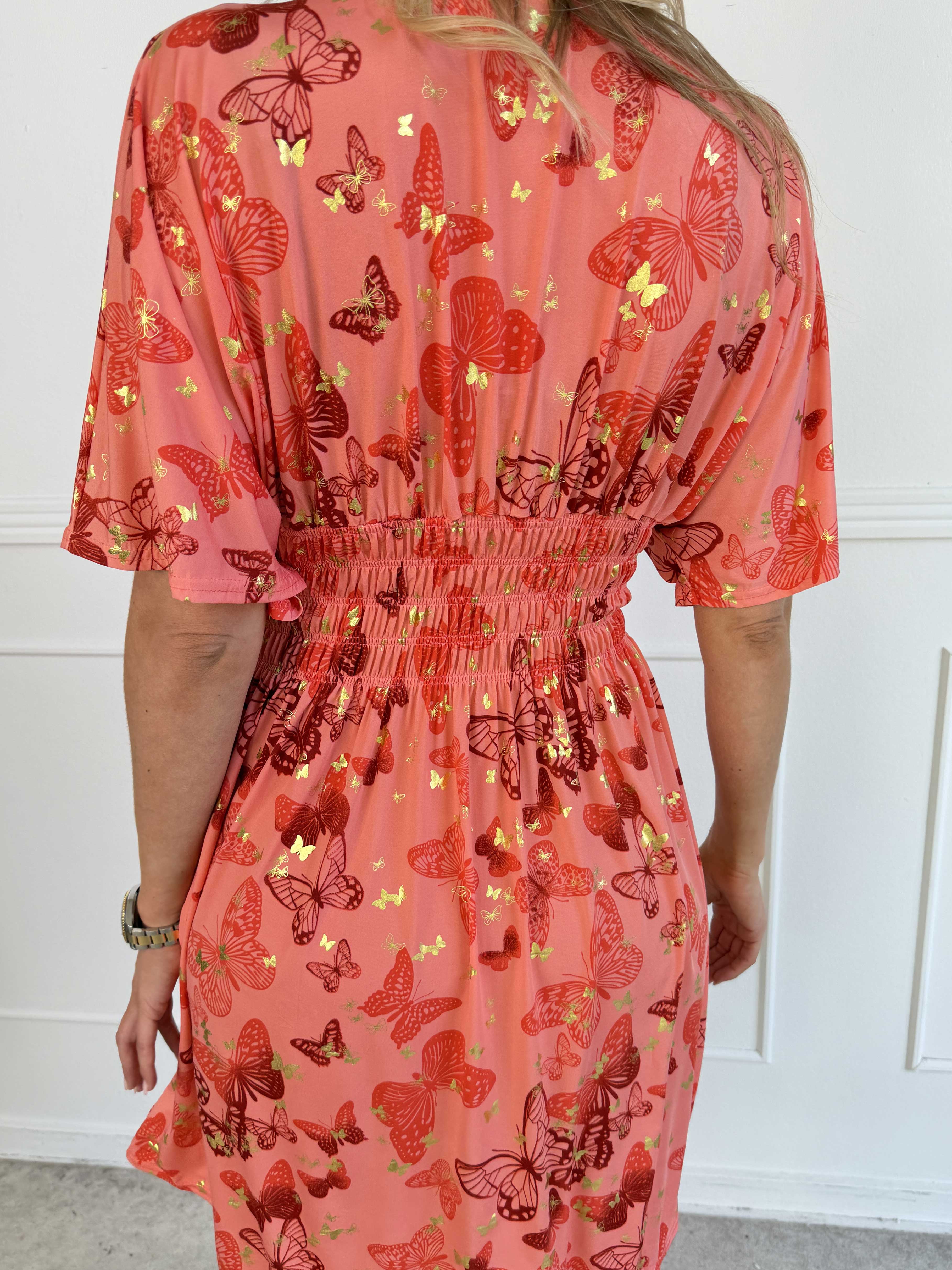 Pams Butterfly Short - Elastisk kjole med sommerfugleprint