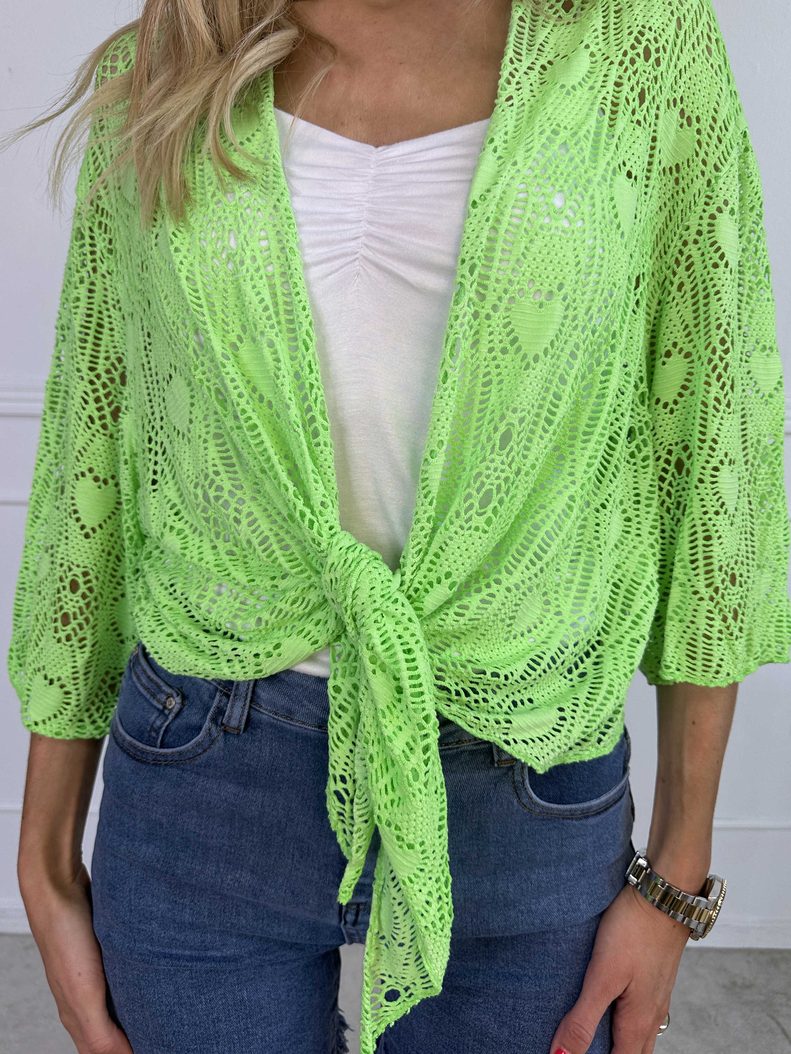 Cassiopea - Let cardigan i viskose med hulmønster