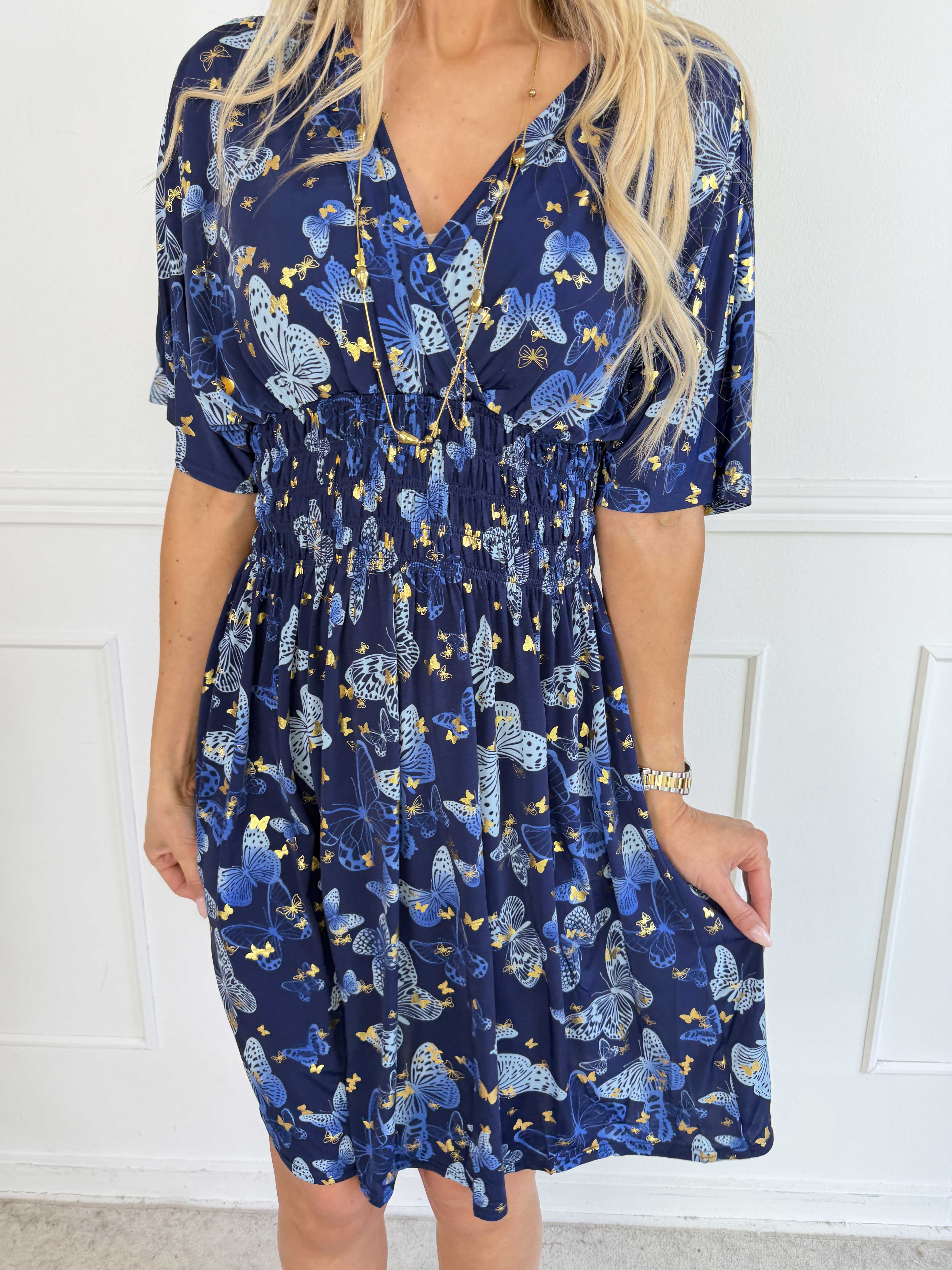 Pams Butterfly Short - Elastisk kjole med sommerfugleprint