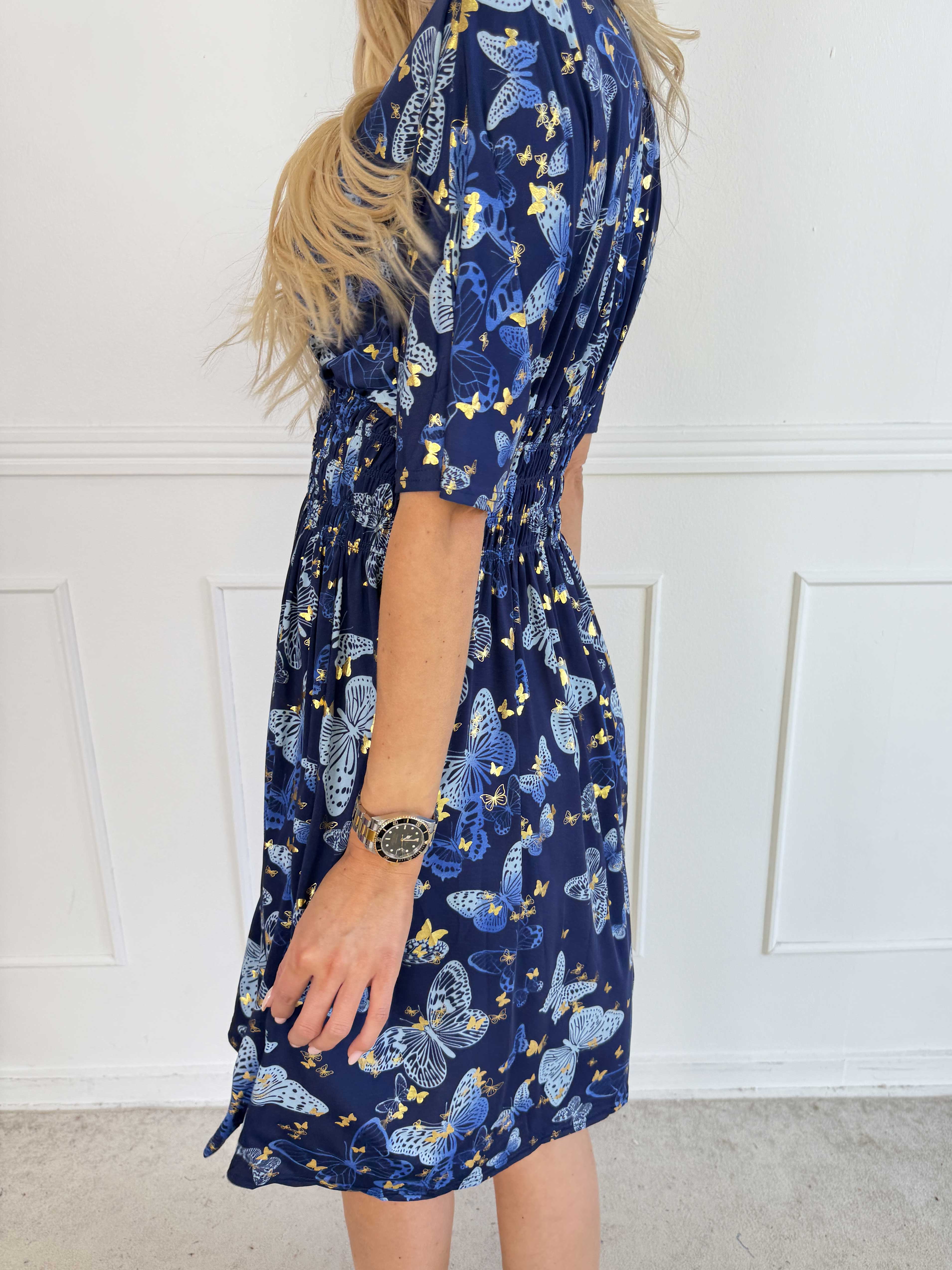 Pams Butterfly Short - Elastisk kjole med sommerfugleprint