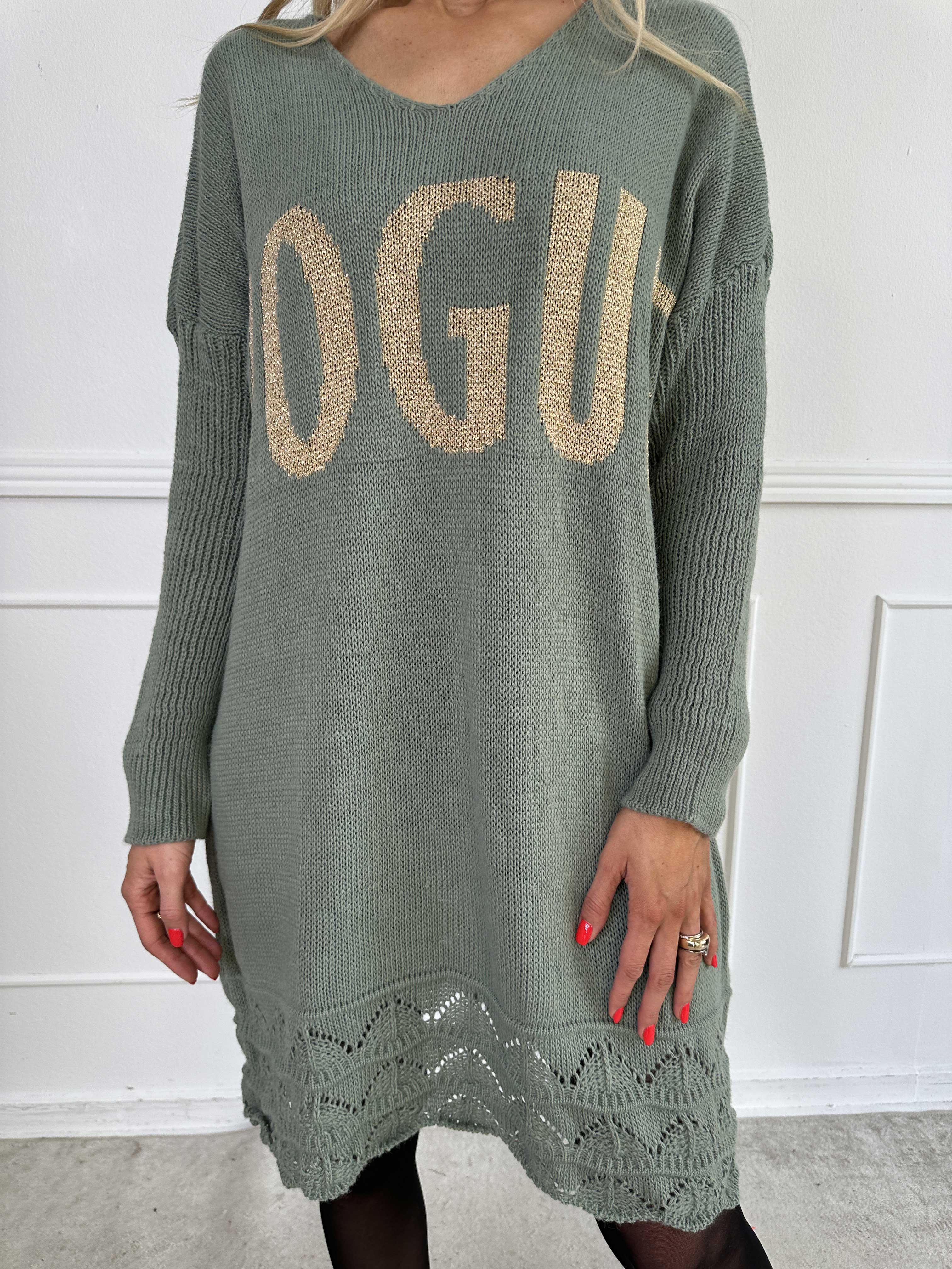 Rebeca Gold - Strikbluse med VOGUE og mønster forneden