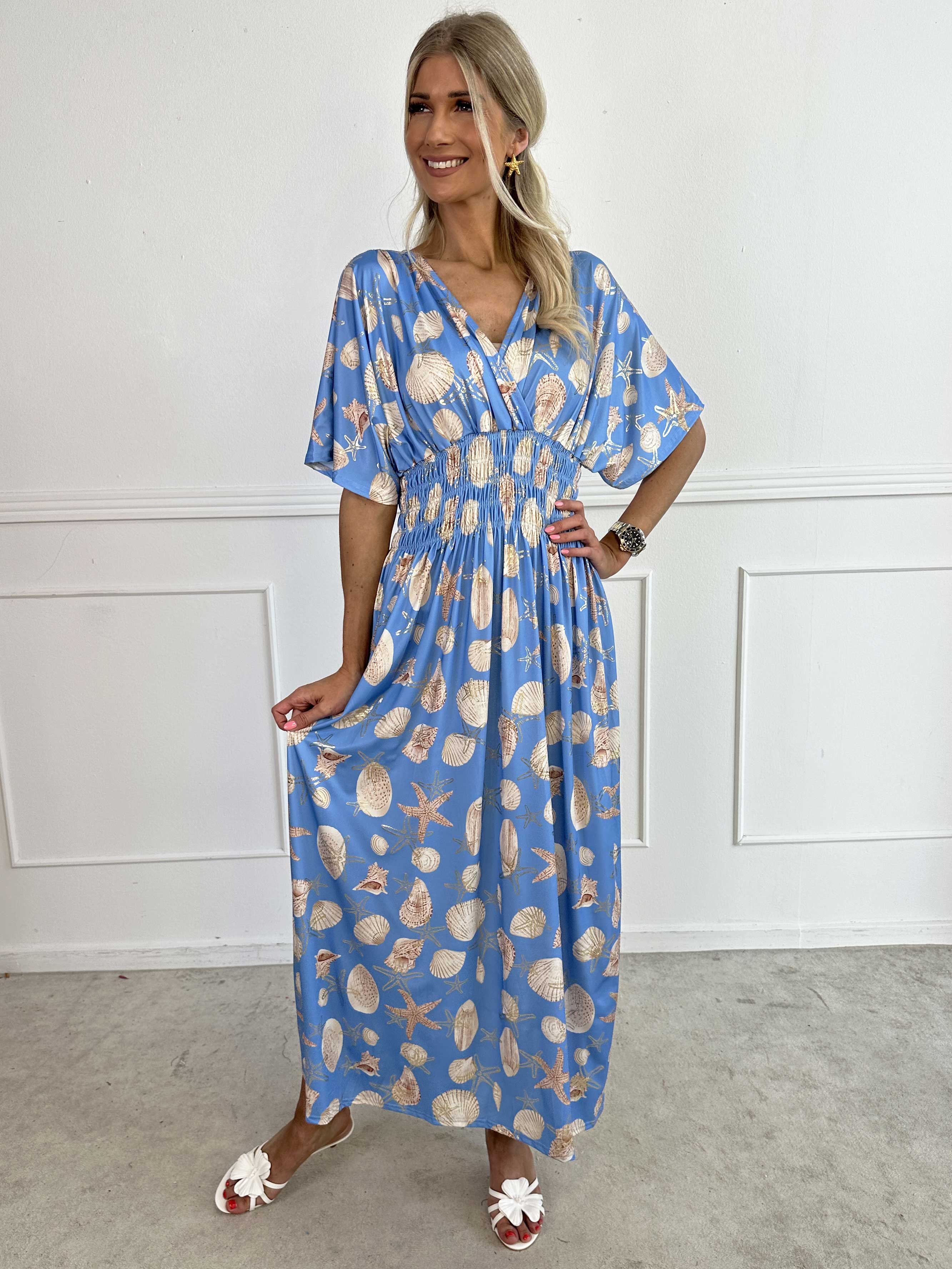 Pams Beach - Lang elastisk kjole med muslinge motiver