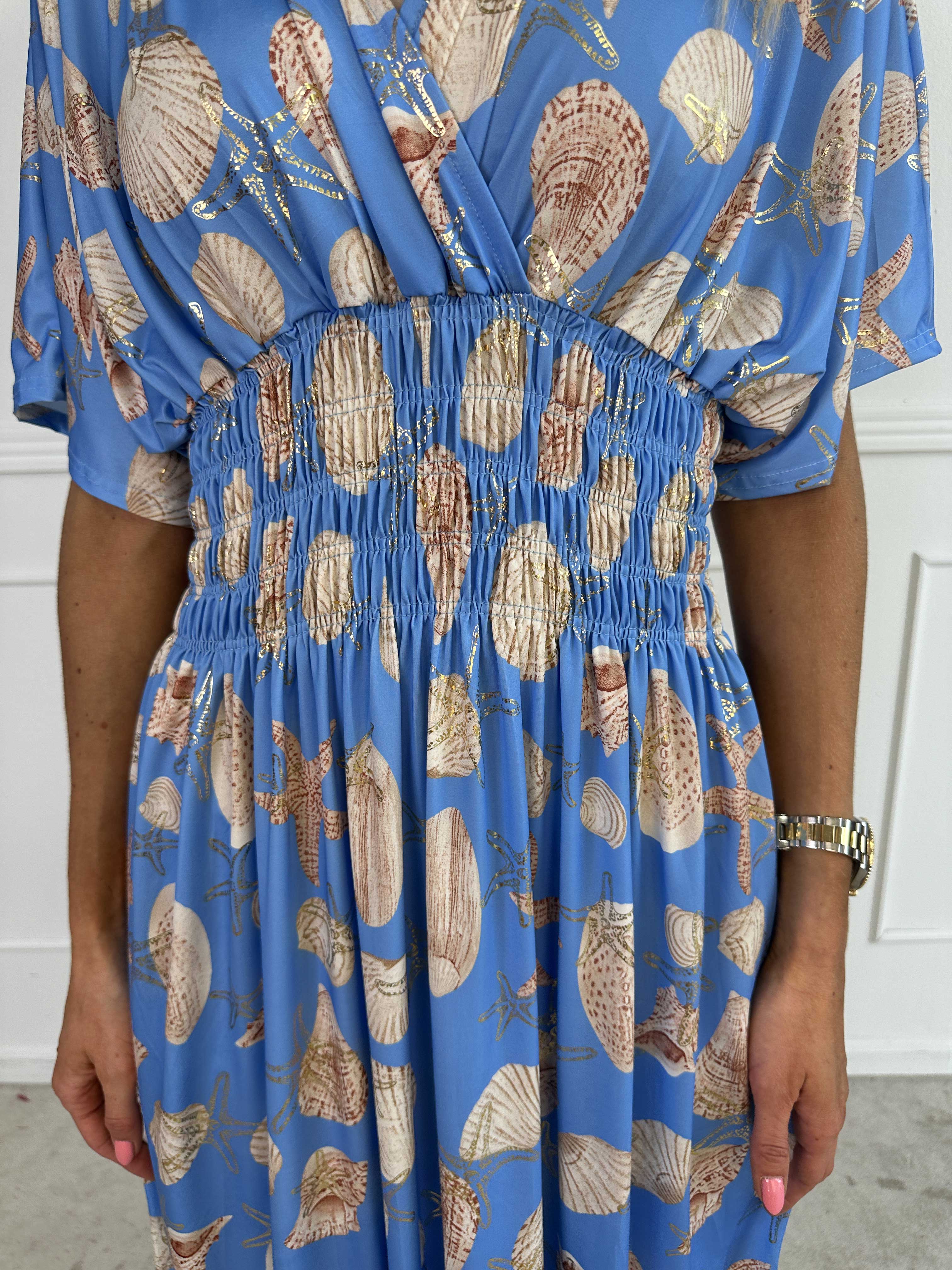 Pams Beach - Lang elastisk kjole med muslinge motiver