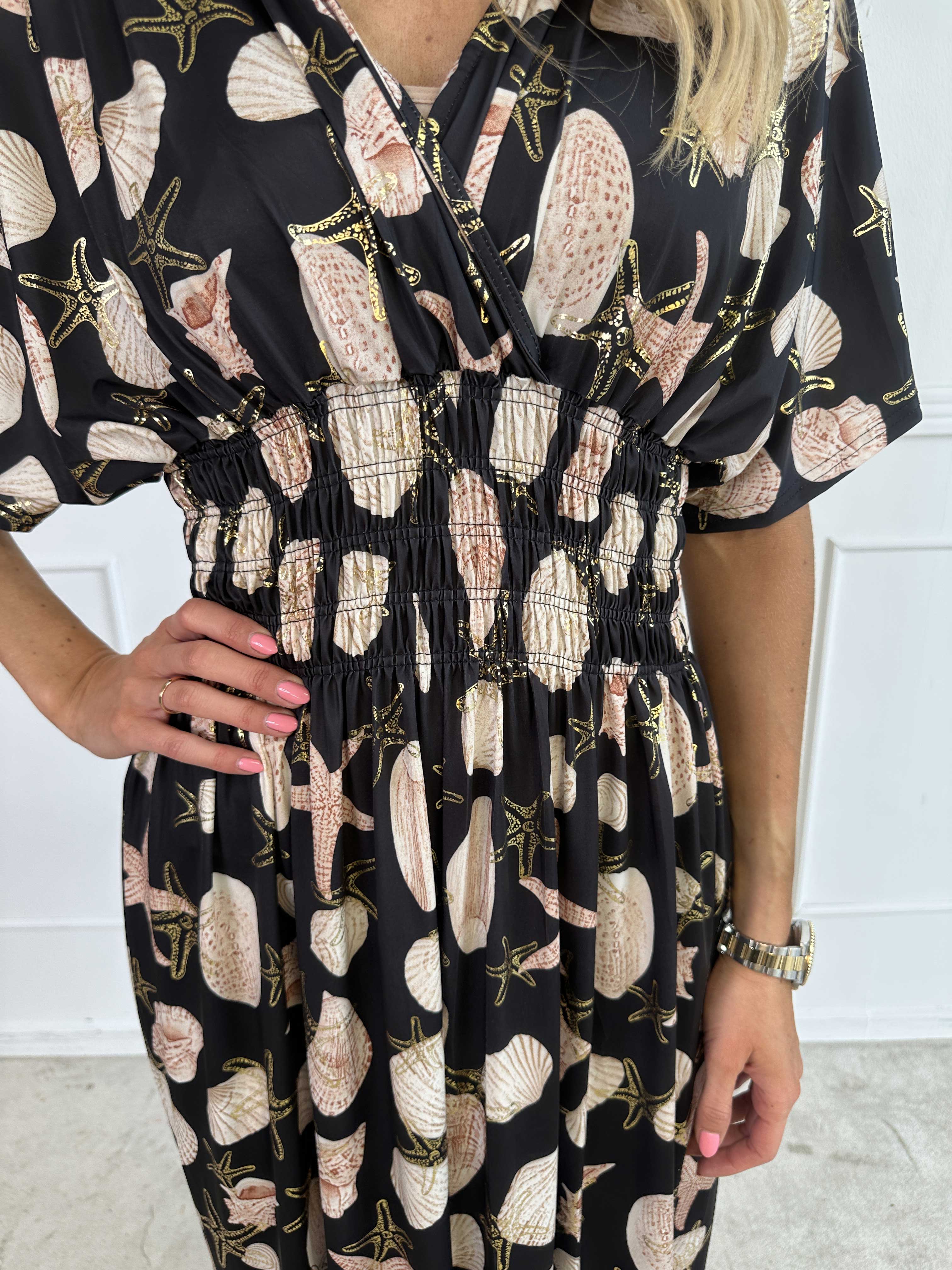 Pams Beach - Lang elastisk kjole med muslinge motiver