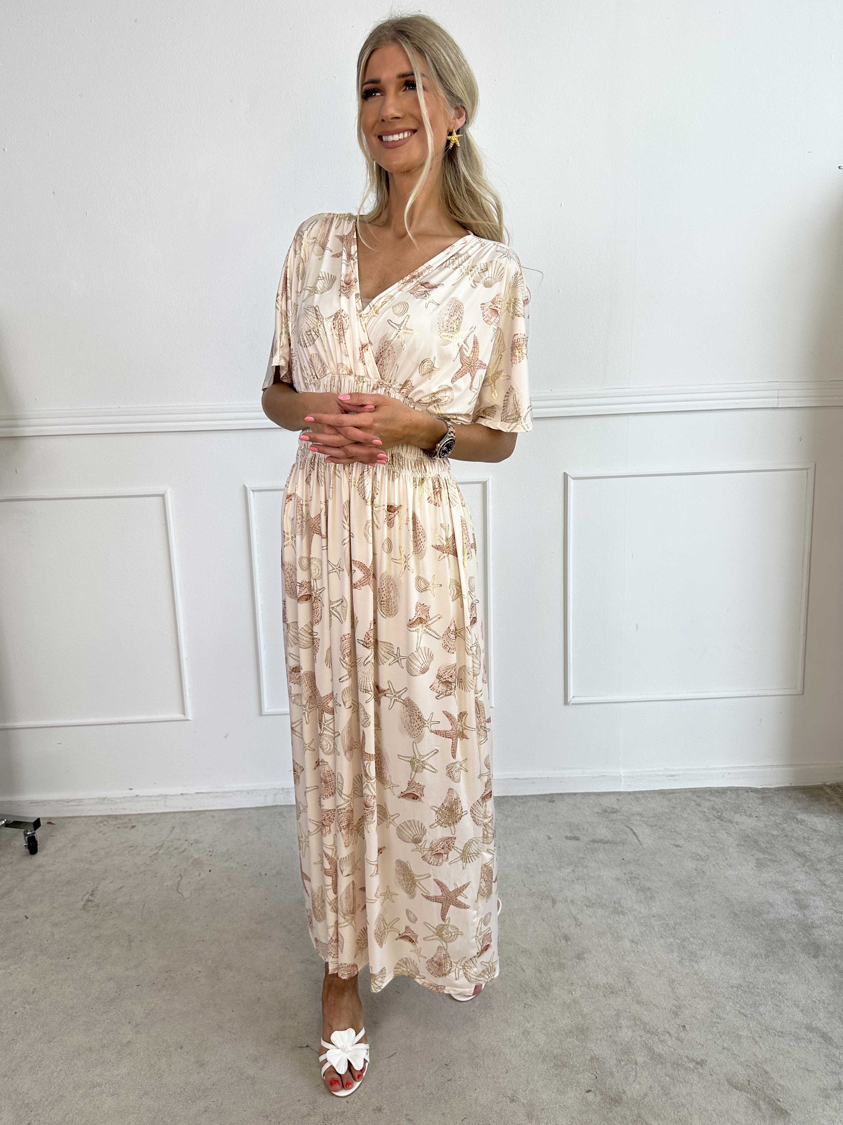 Pams Beach - Lang elastisk kjole med muslinge motiver