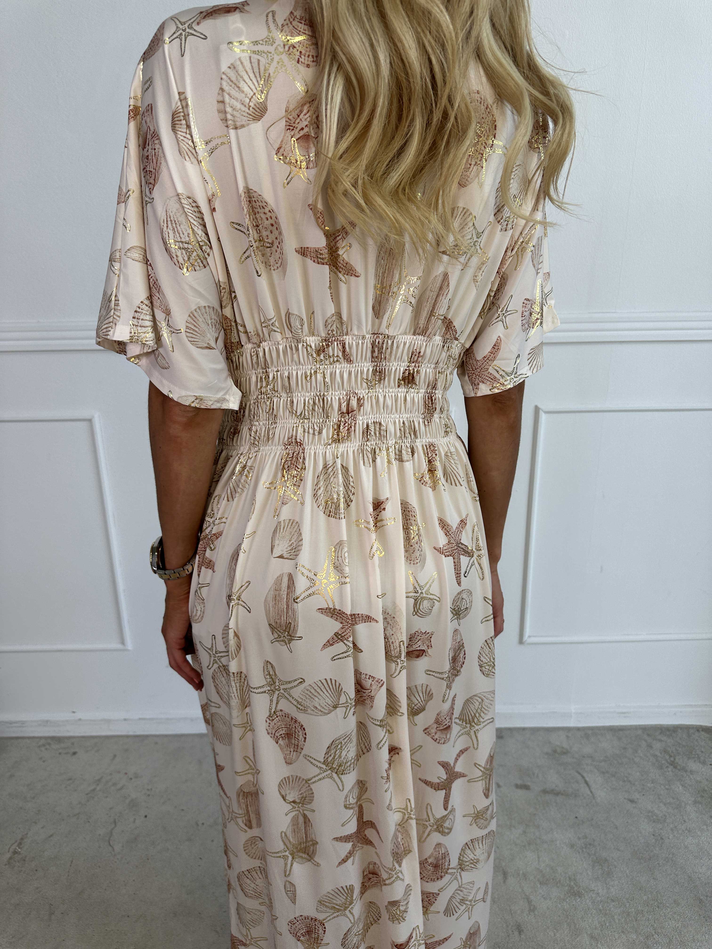 Pams Beach - Lang elastisk kjole med muslinge motiver