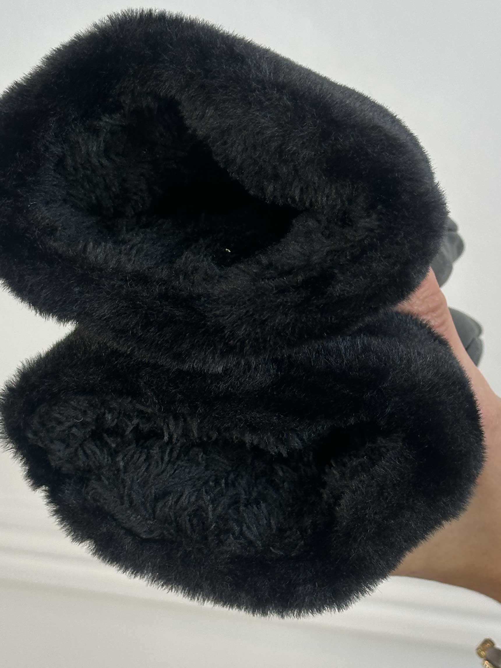 Helina - Sorte læderlook luffer med blødt foer