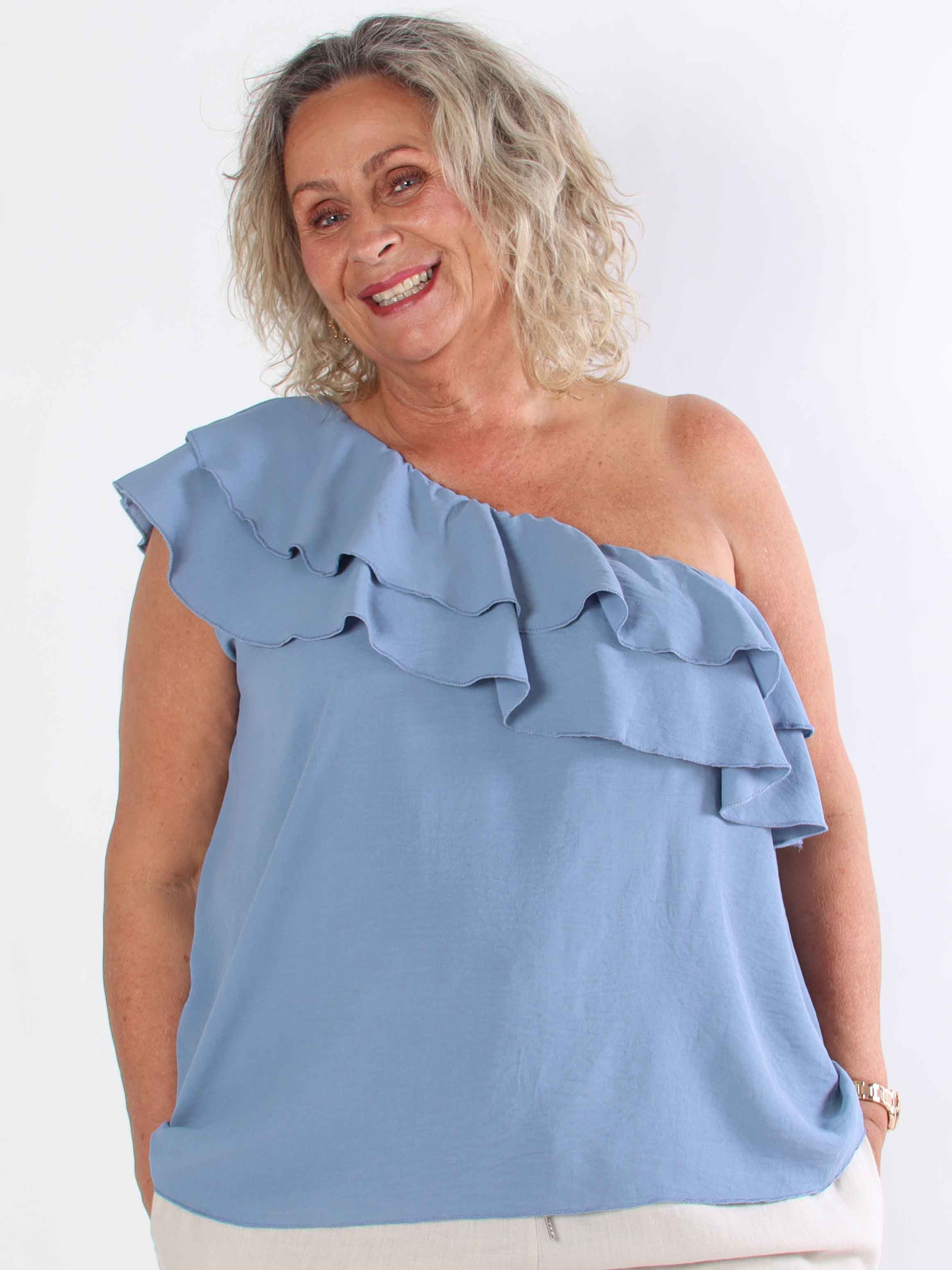 Catelyn Top - Sød one shoulder top med flæser