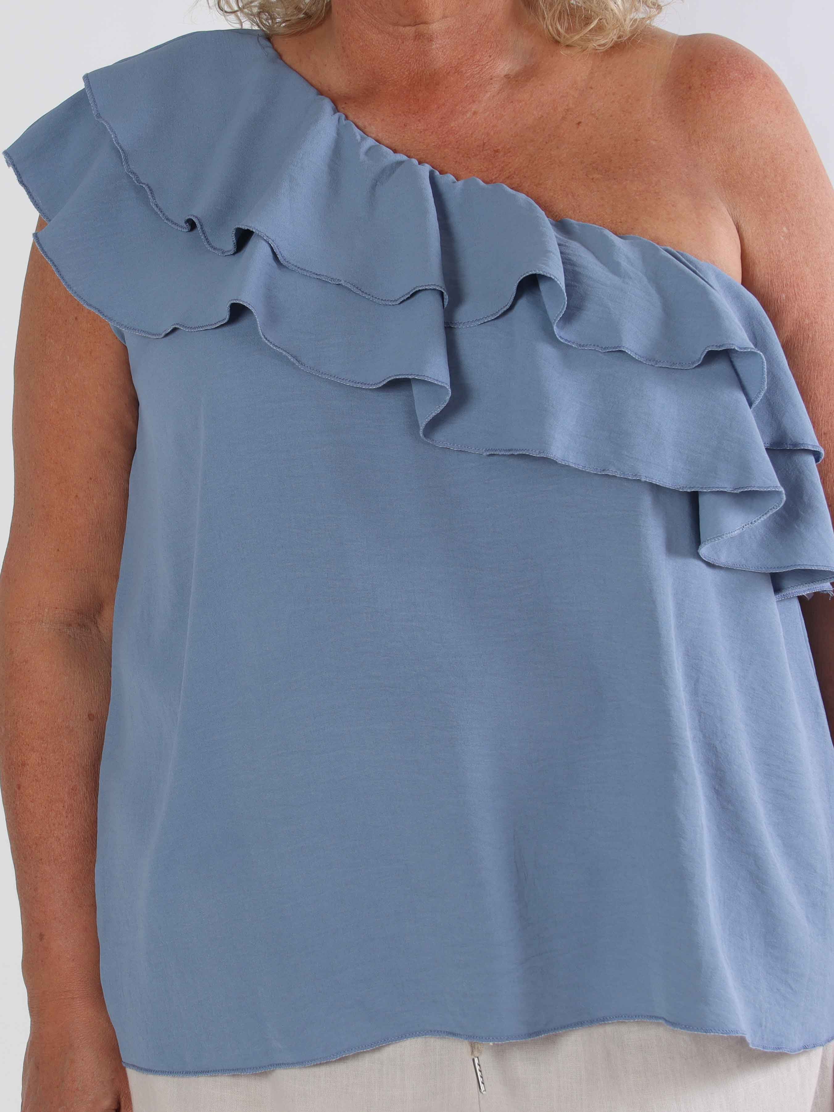 Catelyn Top - Sød one shoulder top med flæser