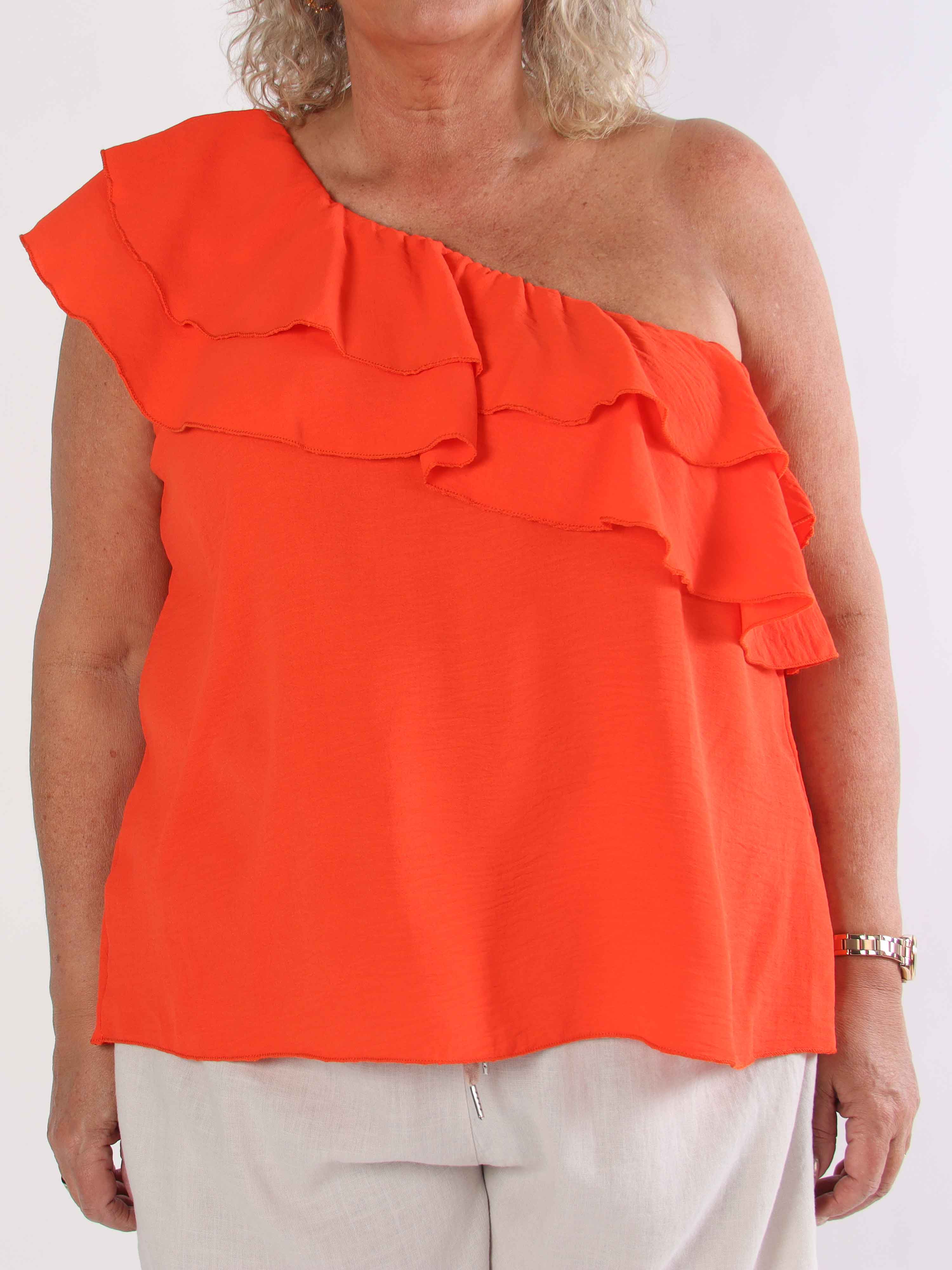 Catelyn Top - Sød one shoulder top med flæser