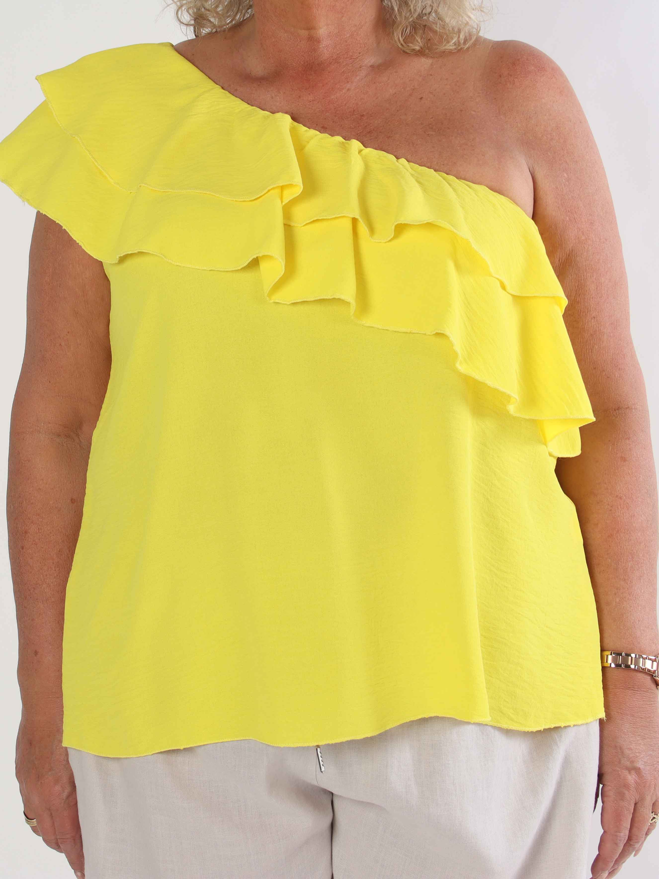 Catelyn Top - Sød one shoulder top med flæser