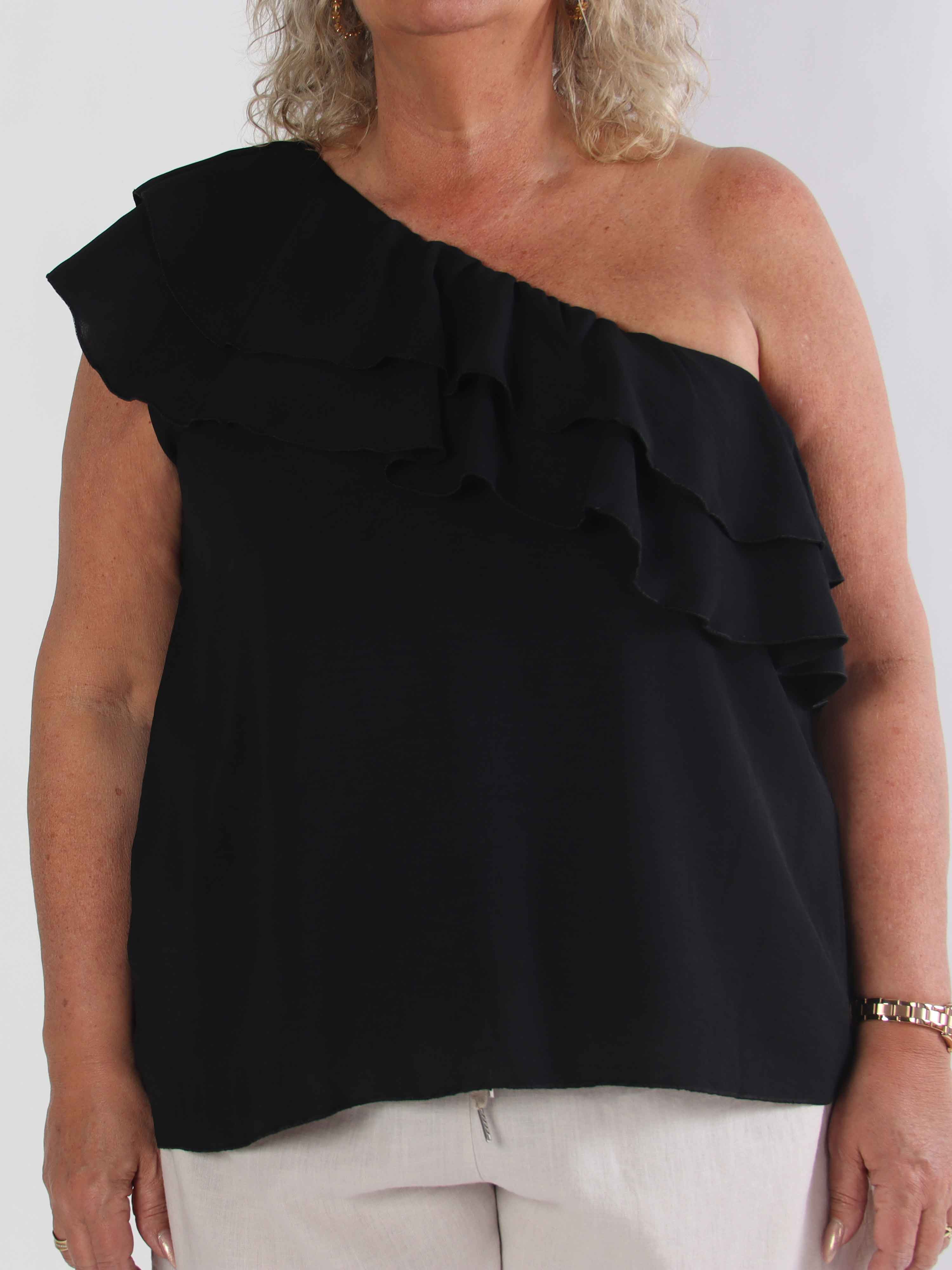 Catelyn Top - Sød one shoulder top med flæser