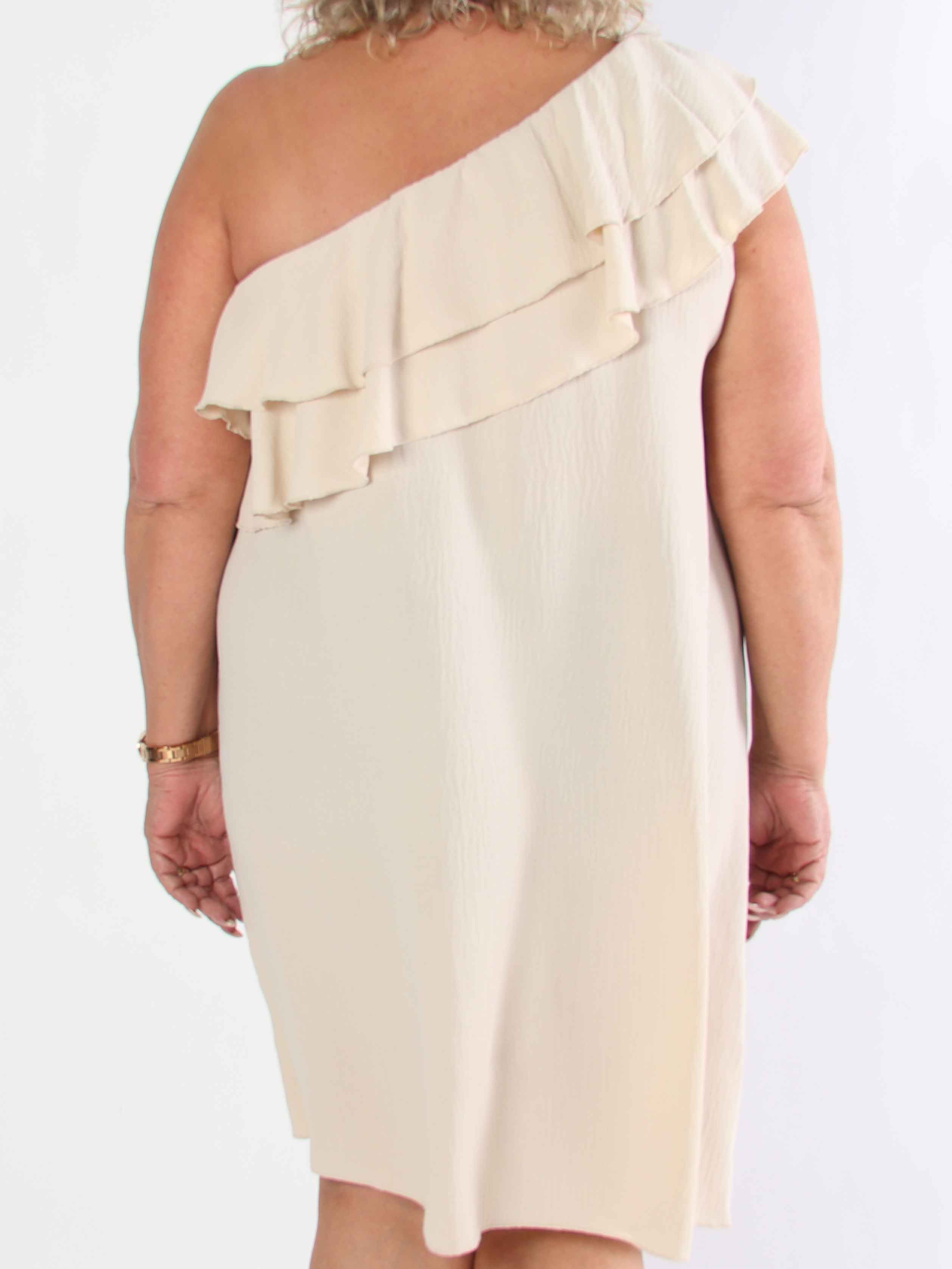 Catelyn - Sød one shoulder kjole med flæser