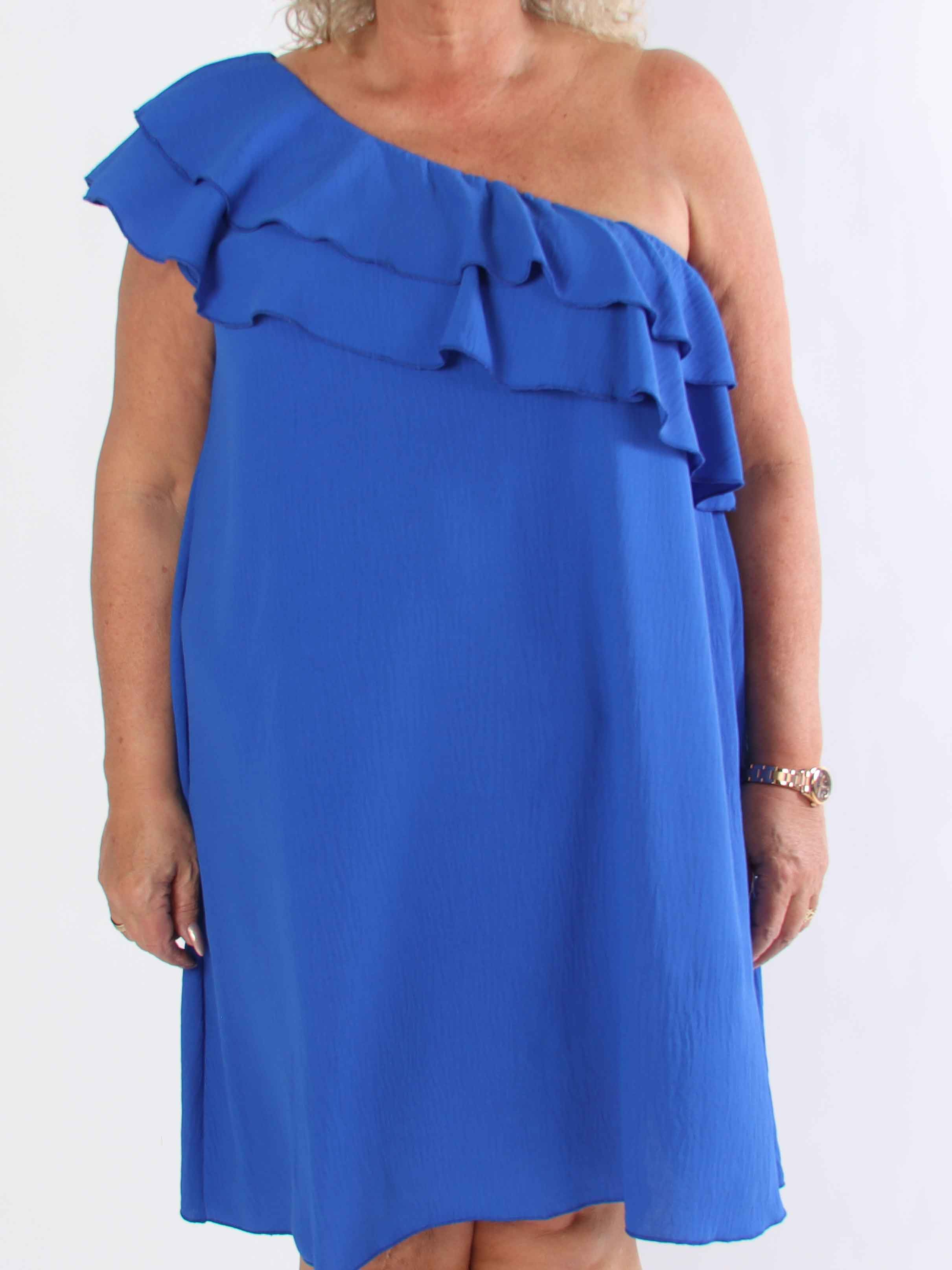 Catelyn - Sød one shoulder kjole med flæser