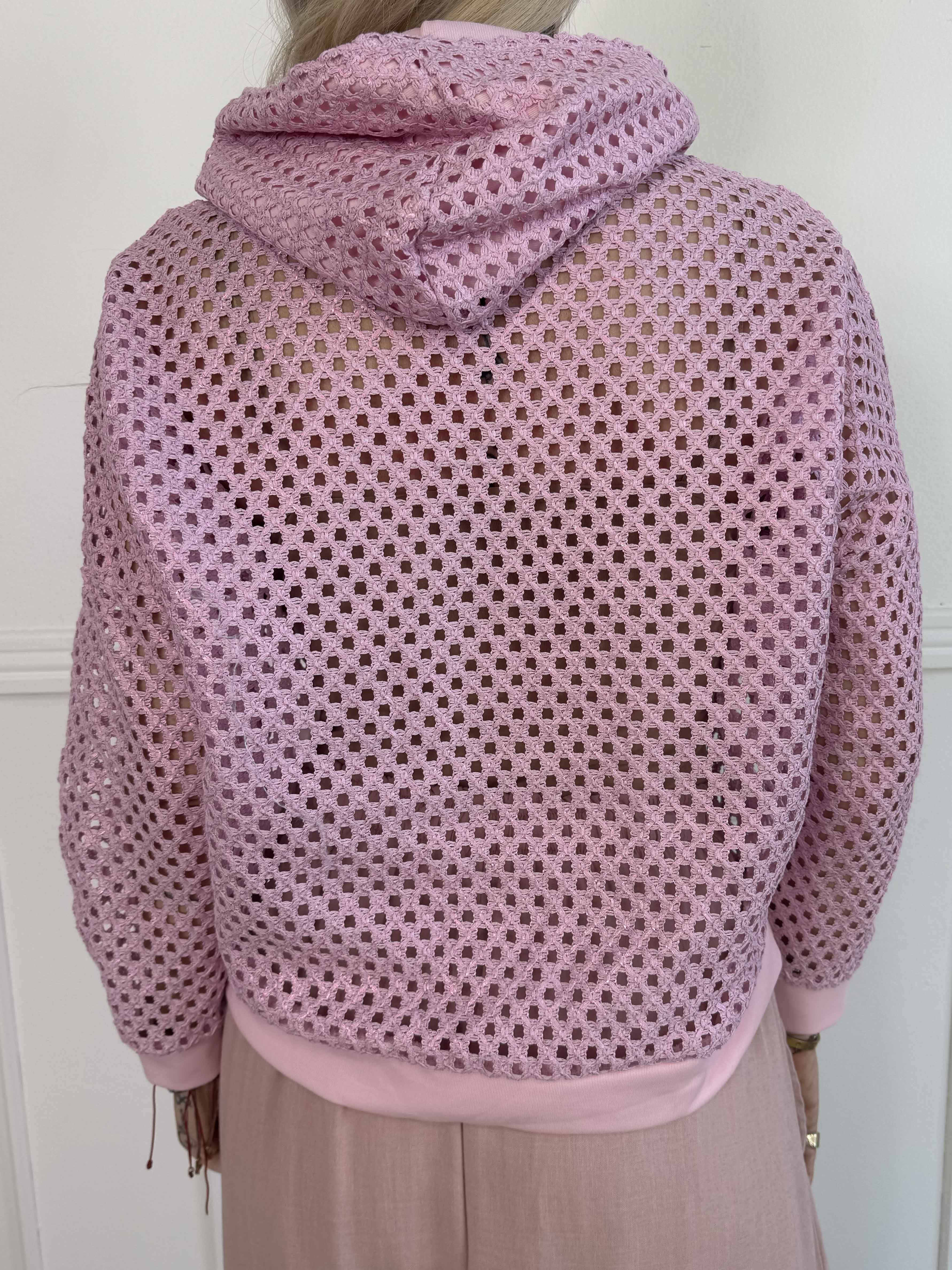 Martha - Hoodie i bomuld med hulmønster og let shine