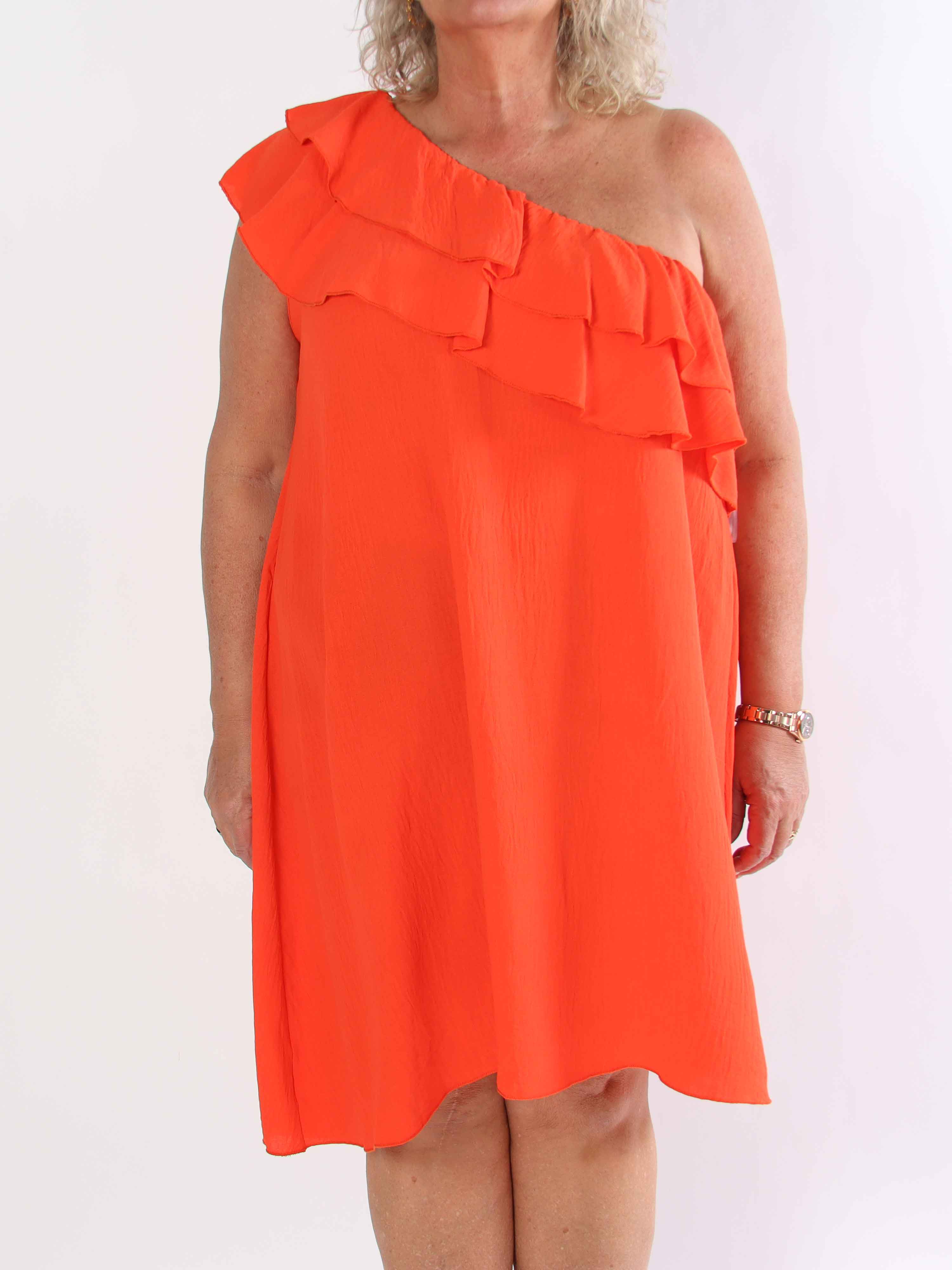 Catelyn - Sød one shoulder kjole med flæser