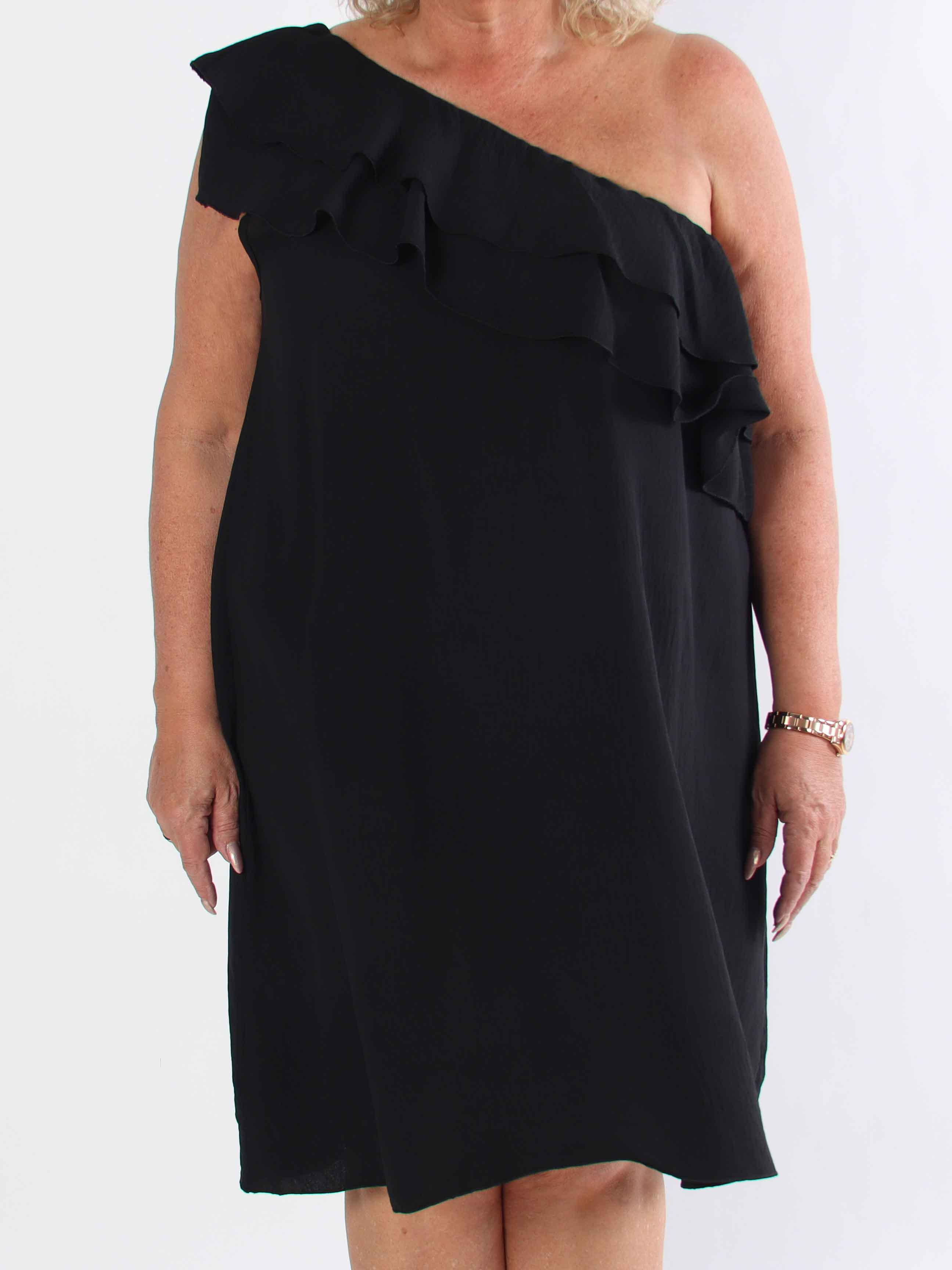 Catelyn - Sød one shoulder kjole med flæser