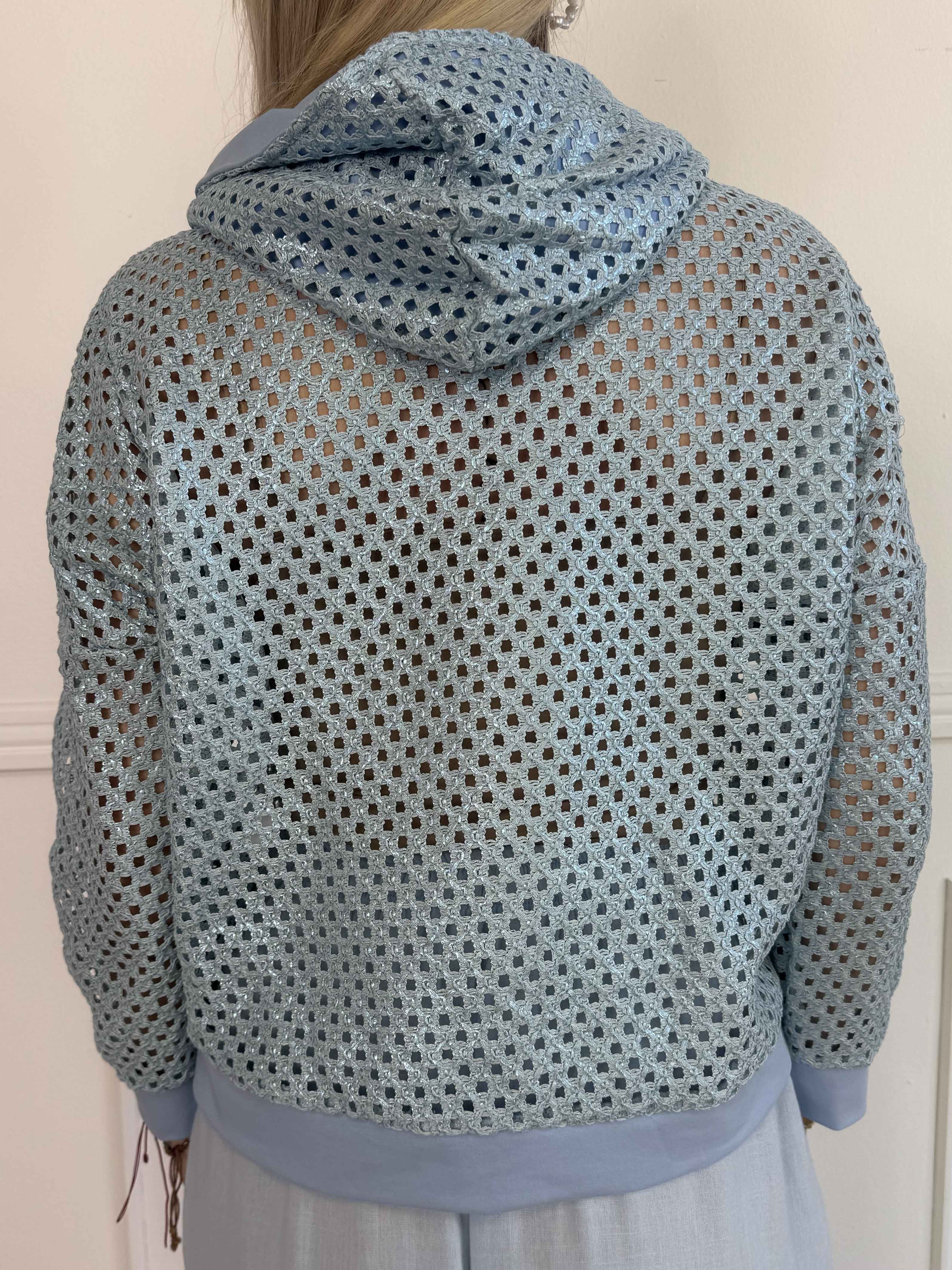 Martha - Hoodie i bomuld med hulmønster og let shine