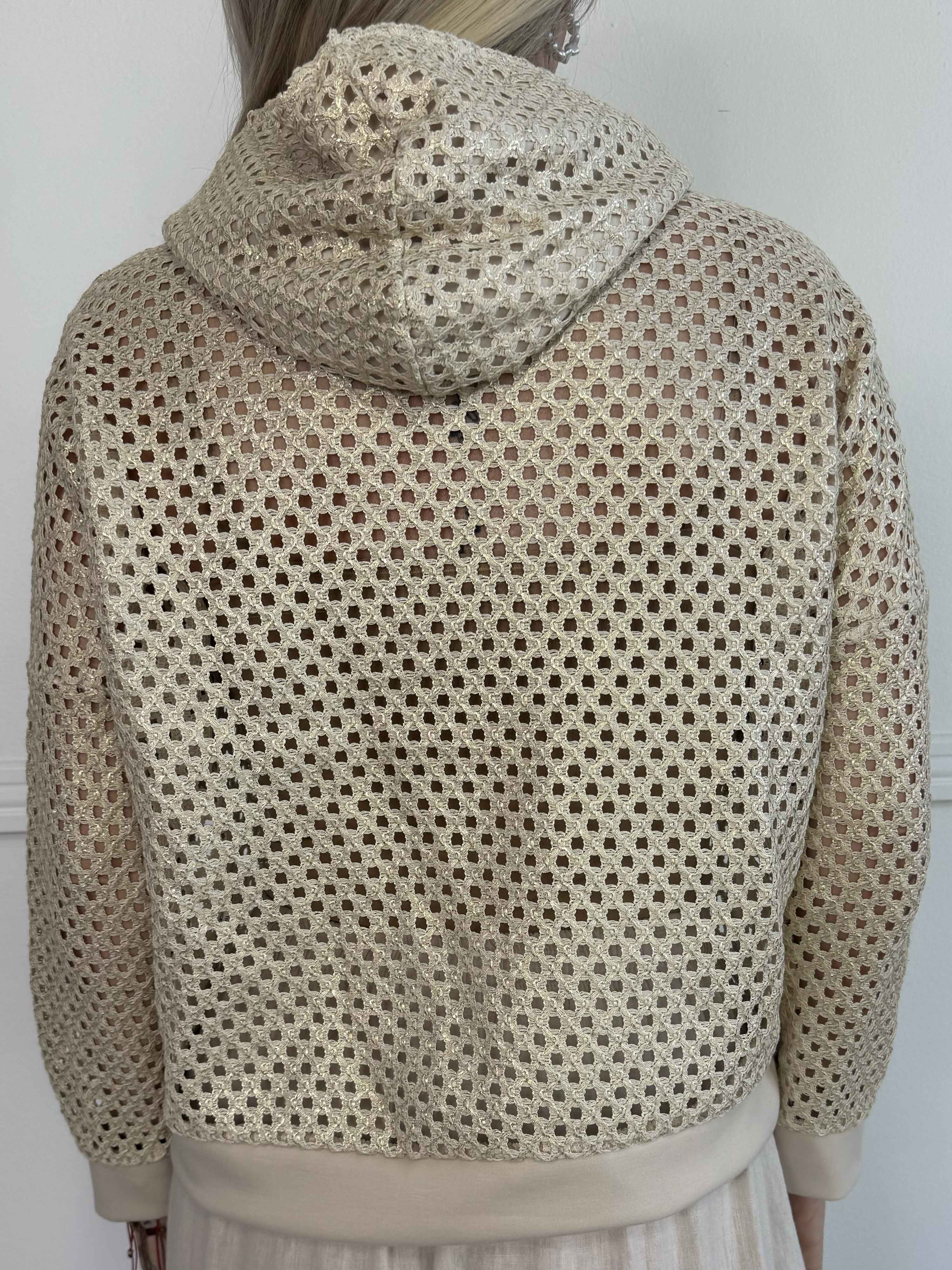 Martha - Hoodie i bomuld med hulmønster og let shine