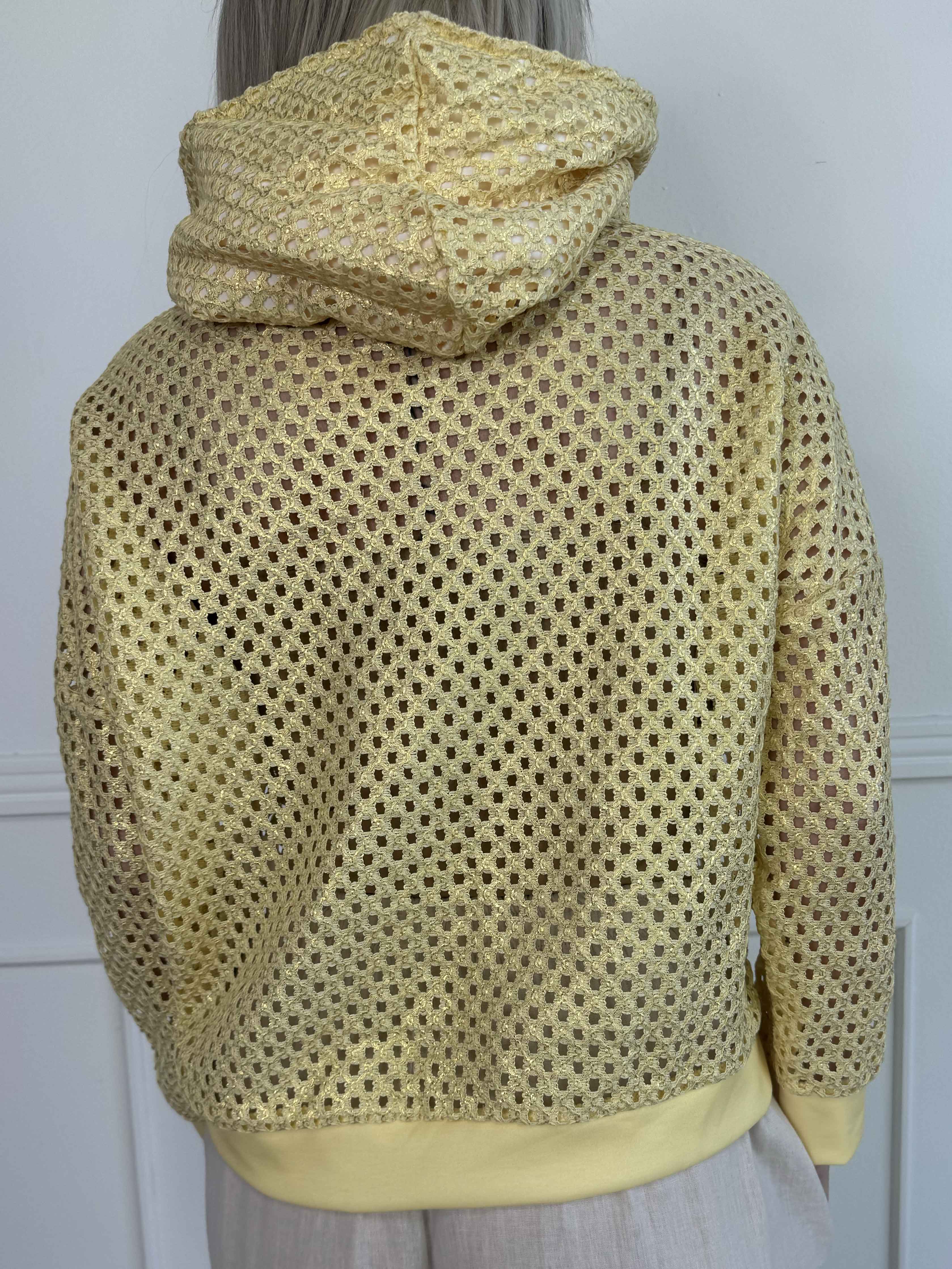 Martha - Hoodie i bomuld med hulmønster og let shine