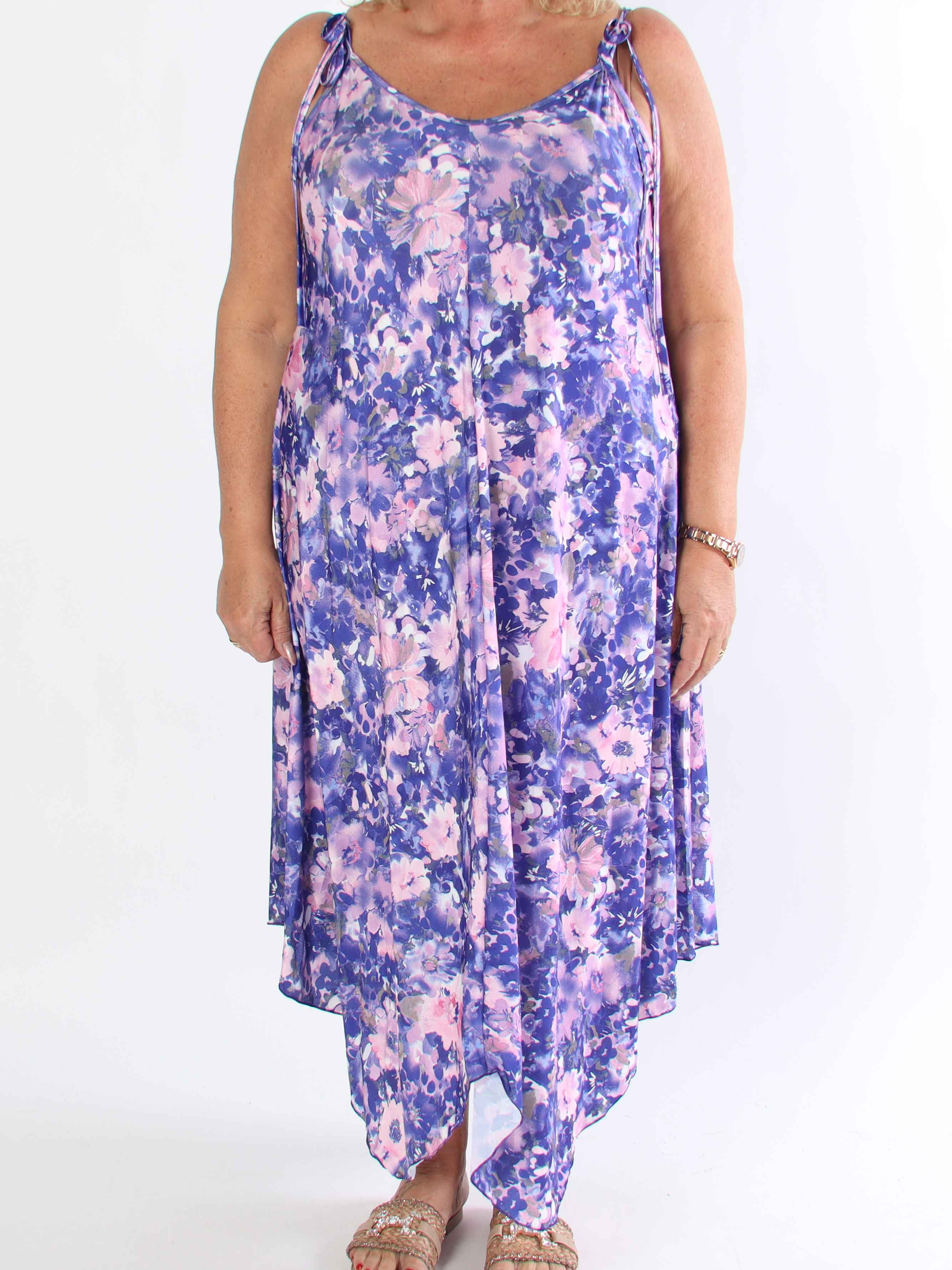 Maisie Flower - Plus size stropkjole i elastisk stof med blomsterprint