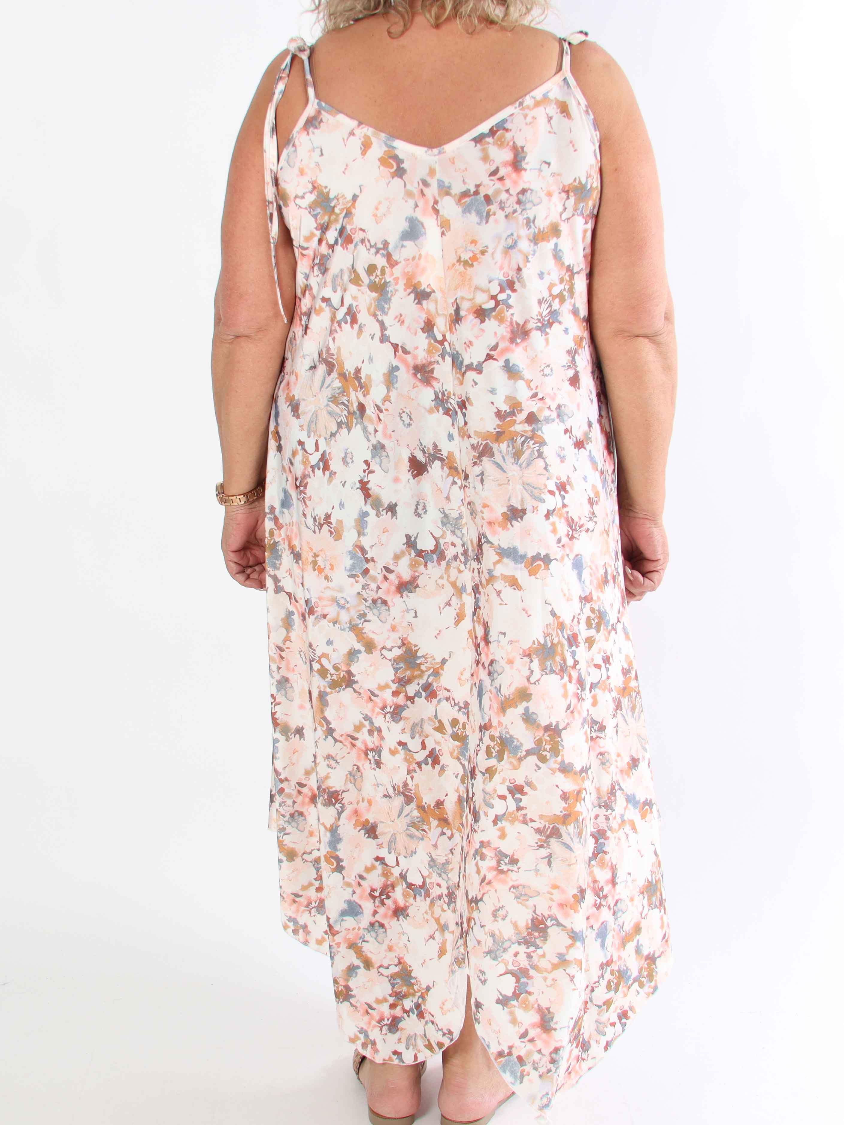 Maisie Flower - Plus size stropkjole i elastisk stof med blomsterprint