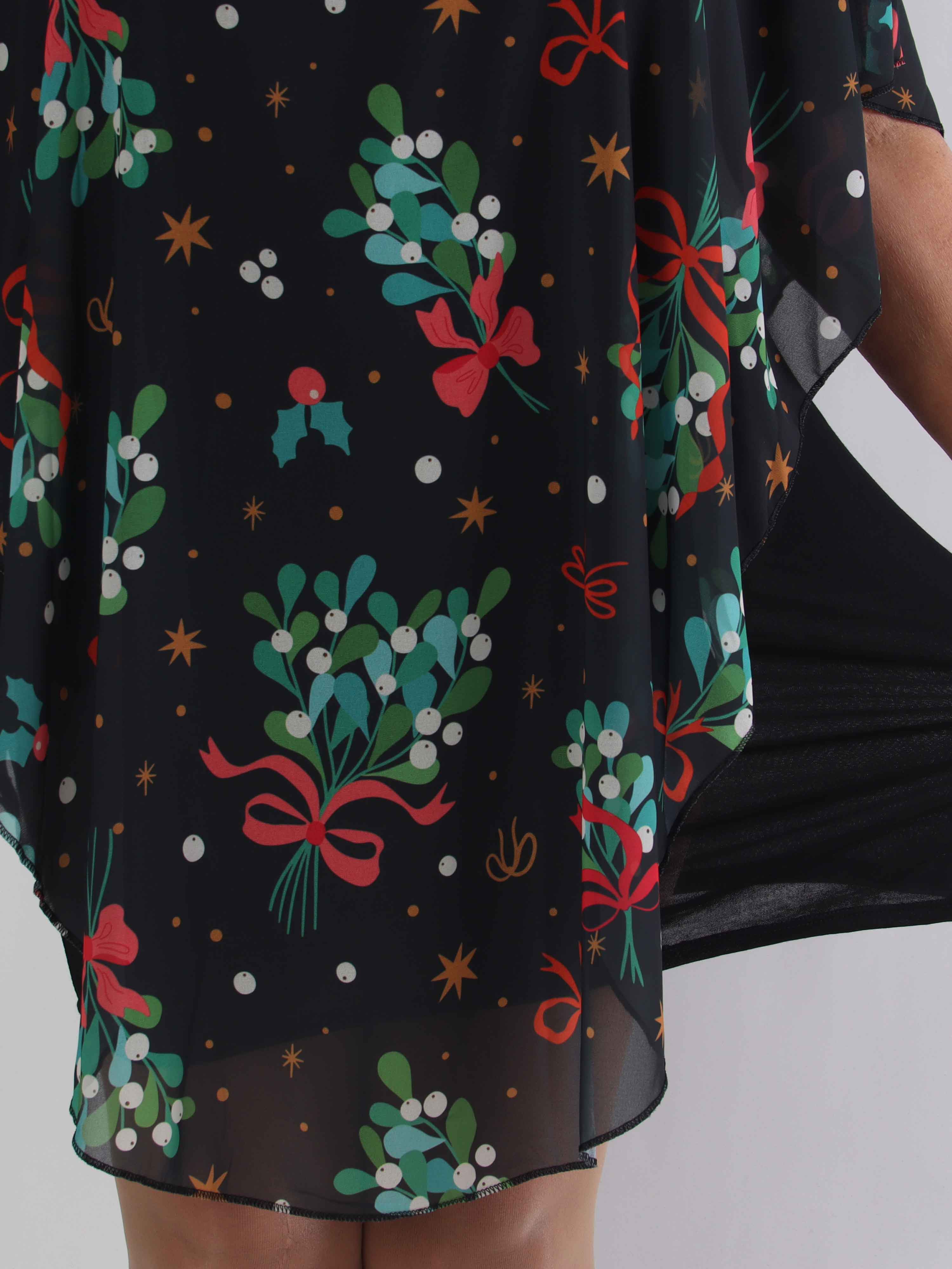 Kenya Mistletoe - Plus size tunikakjole med mistelten motiver på