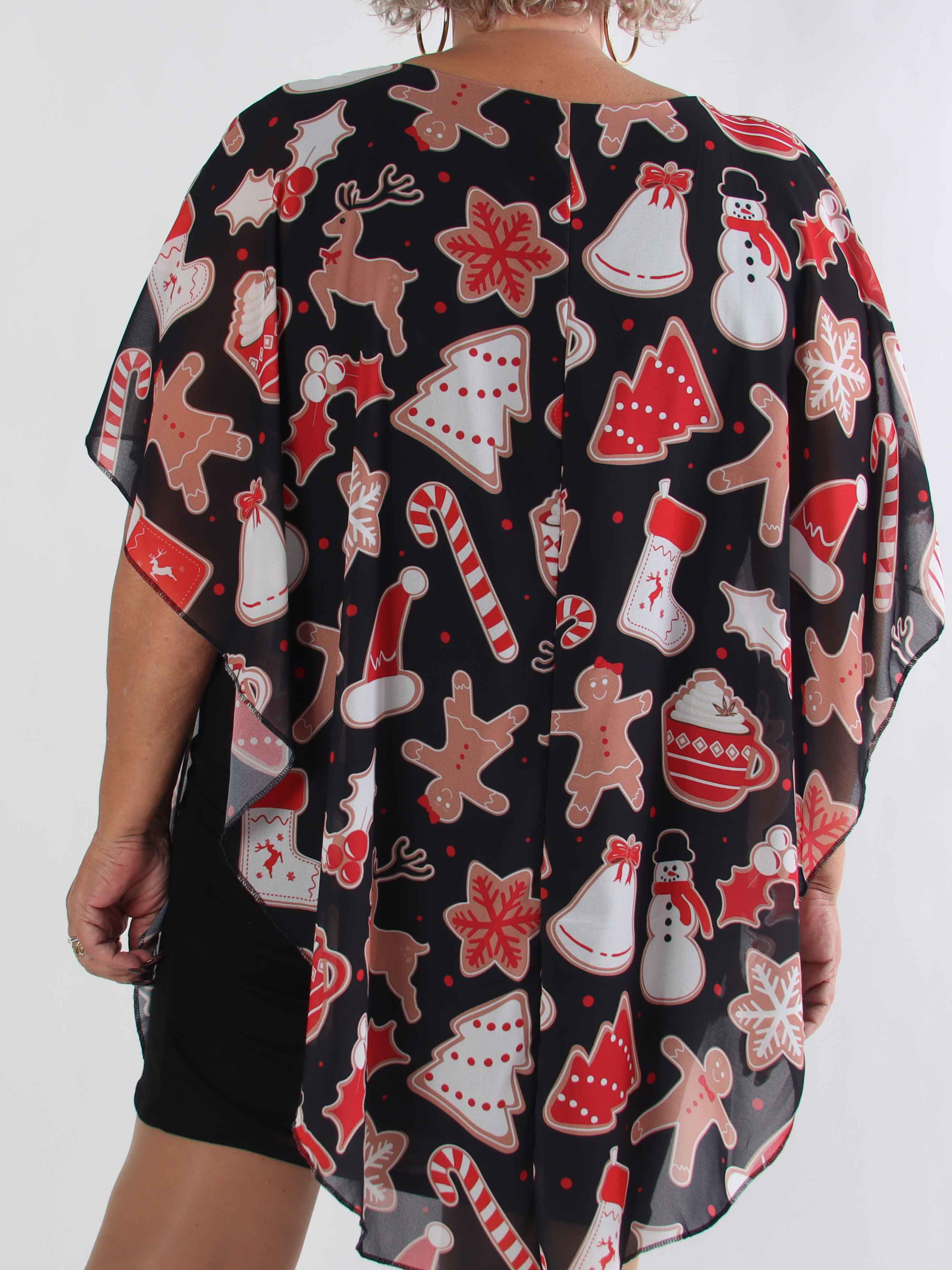 Kenya Gingerbread - Plus size tunikakjole med mistelten motiver på