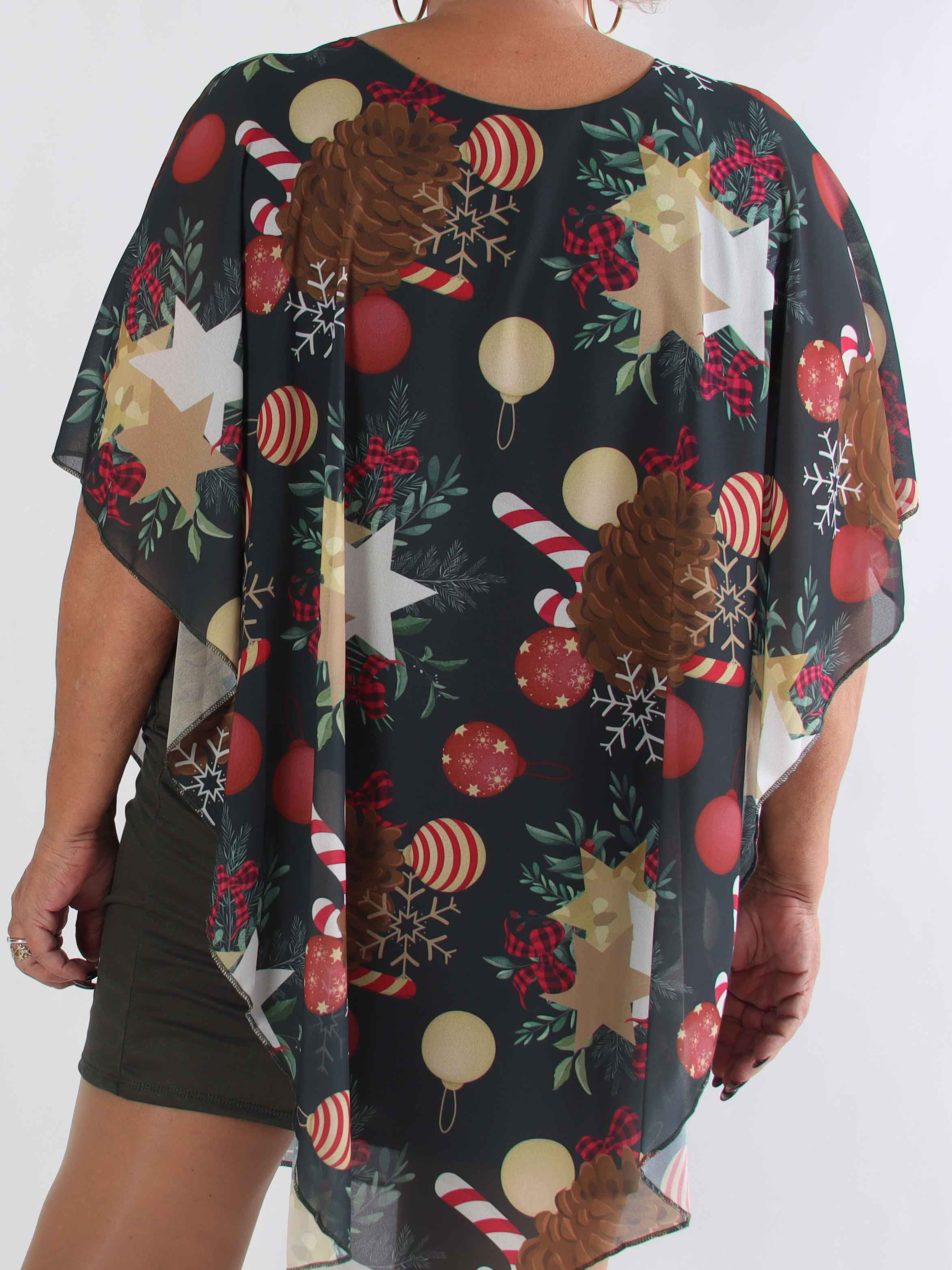 Kenya Pinecone - Plus size tunikakjole med julemotiver på chiffonlaget