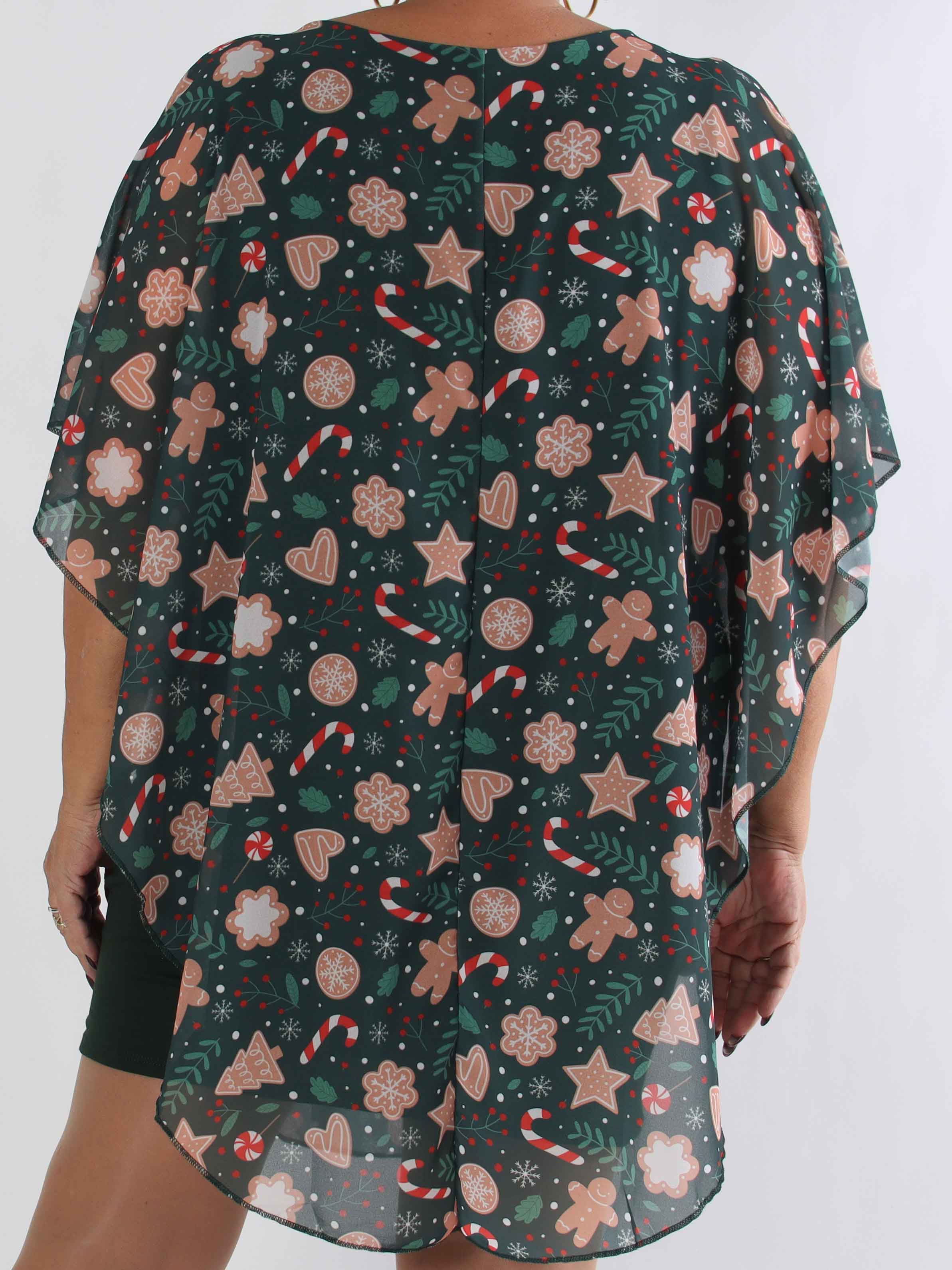 Kenya Gingerbread - Plus size tunikakjole med mistelten motiver på