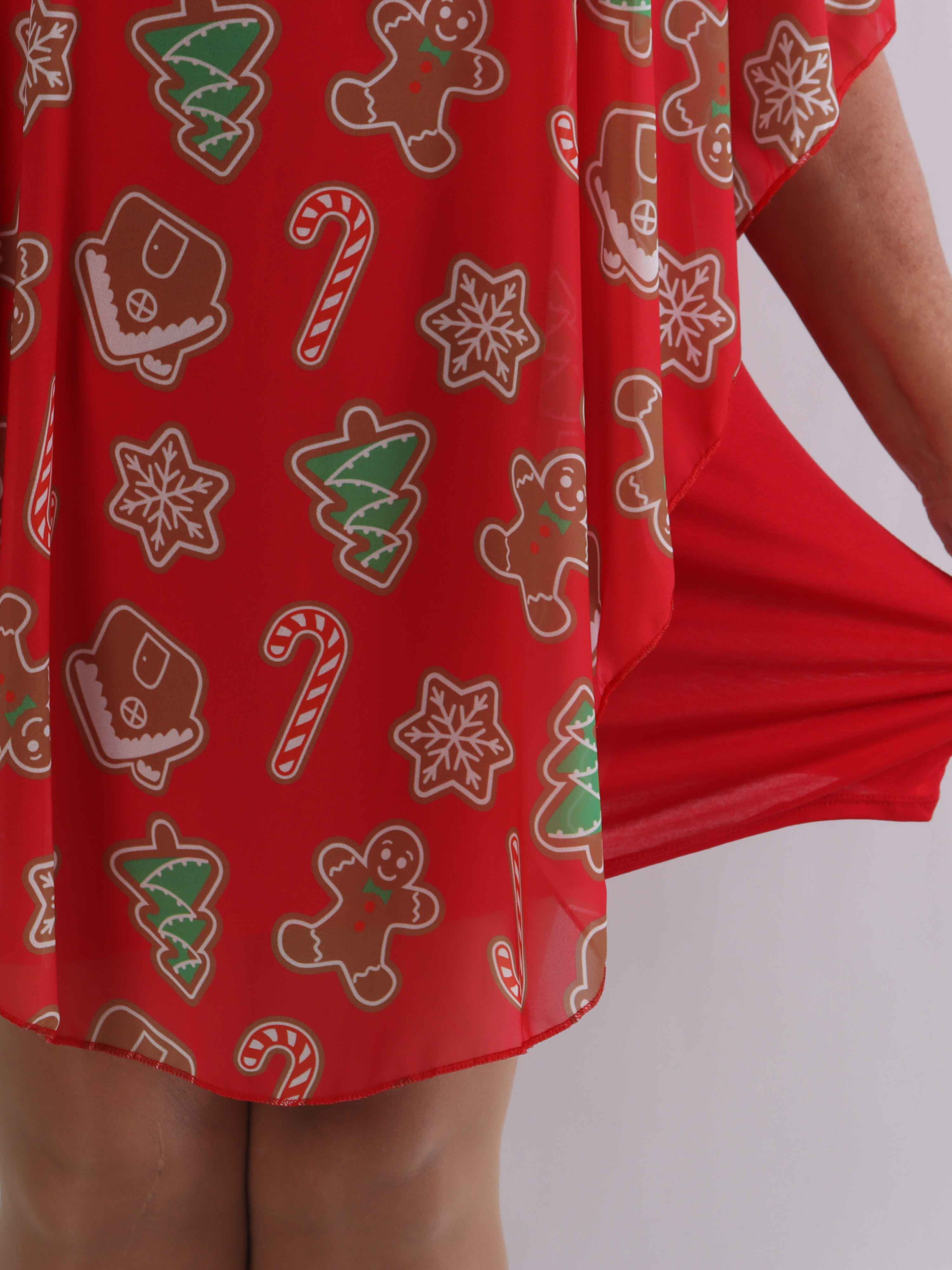 Kenya Gingerbread - Plus size tunikakjole med mistelten motiver på