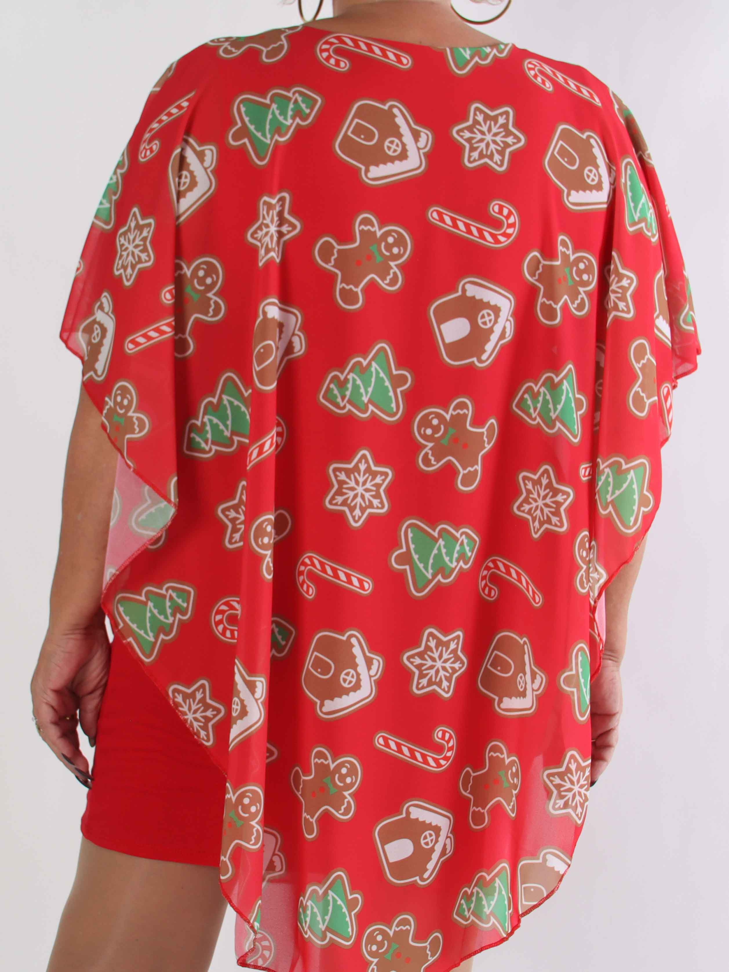 Kenya Gingerbread - Plus size tunikakjole med mistelten motiver på