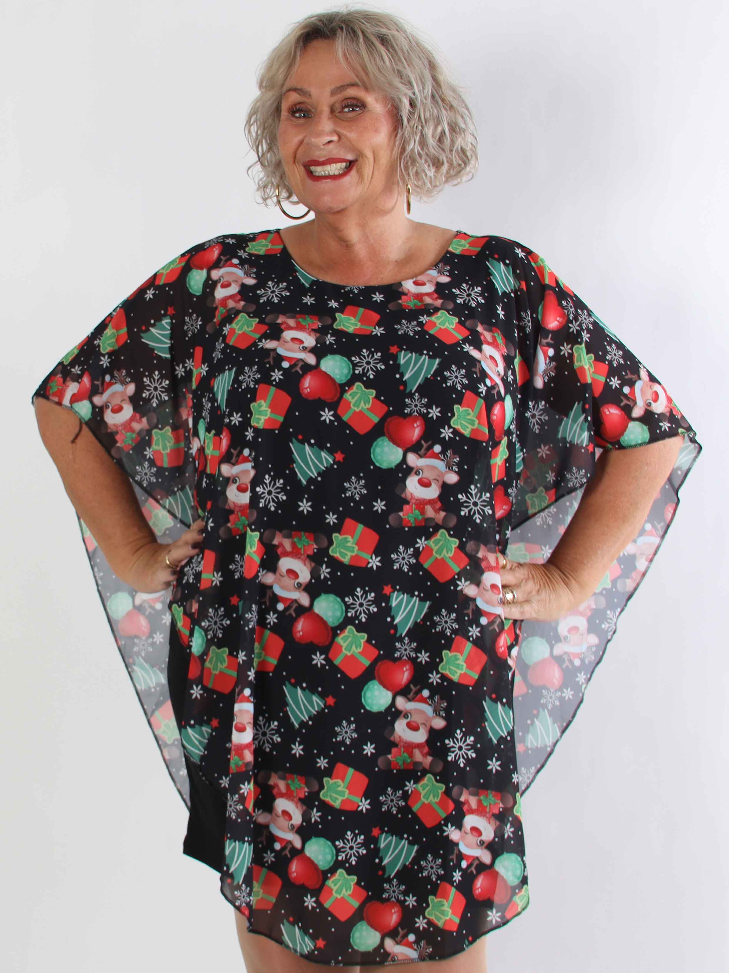 Kenya Christmas - Plus size tunikakjole med julemotiver på