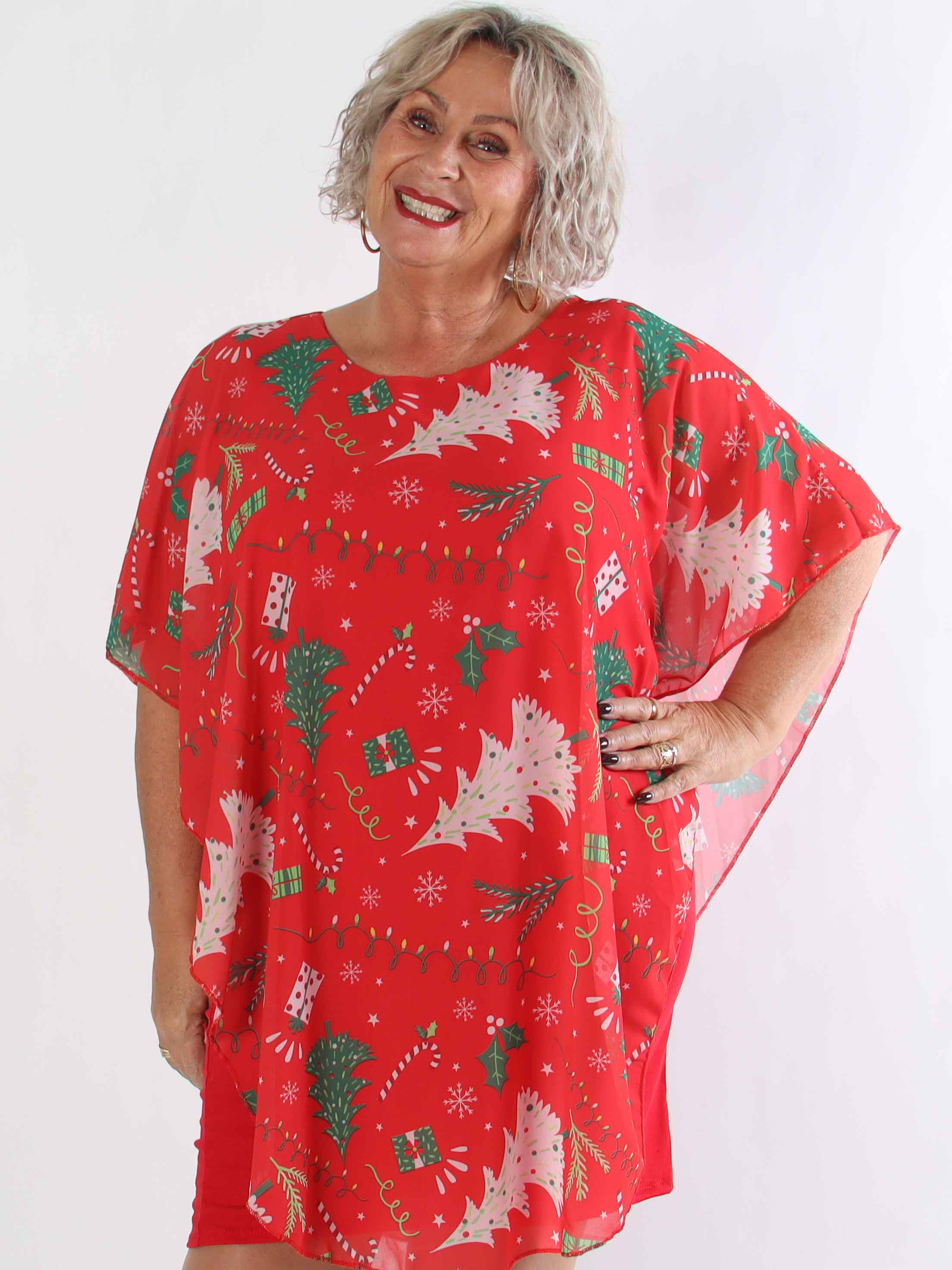 Kenya Christmas - Plus size tunikakjole med julemotiver på