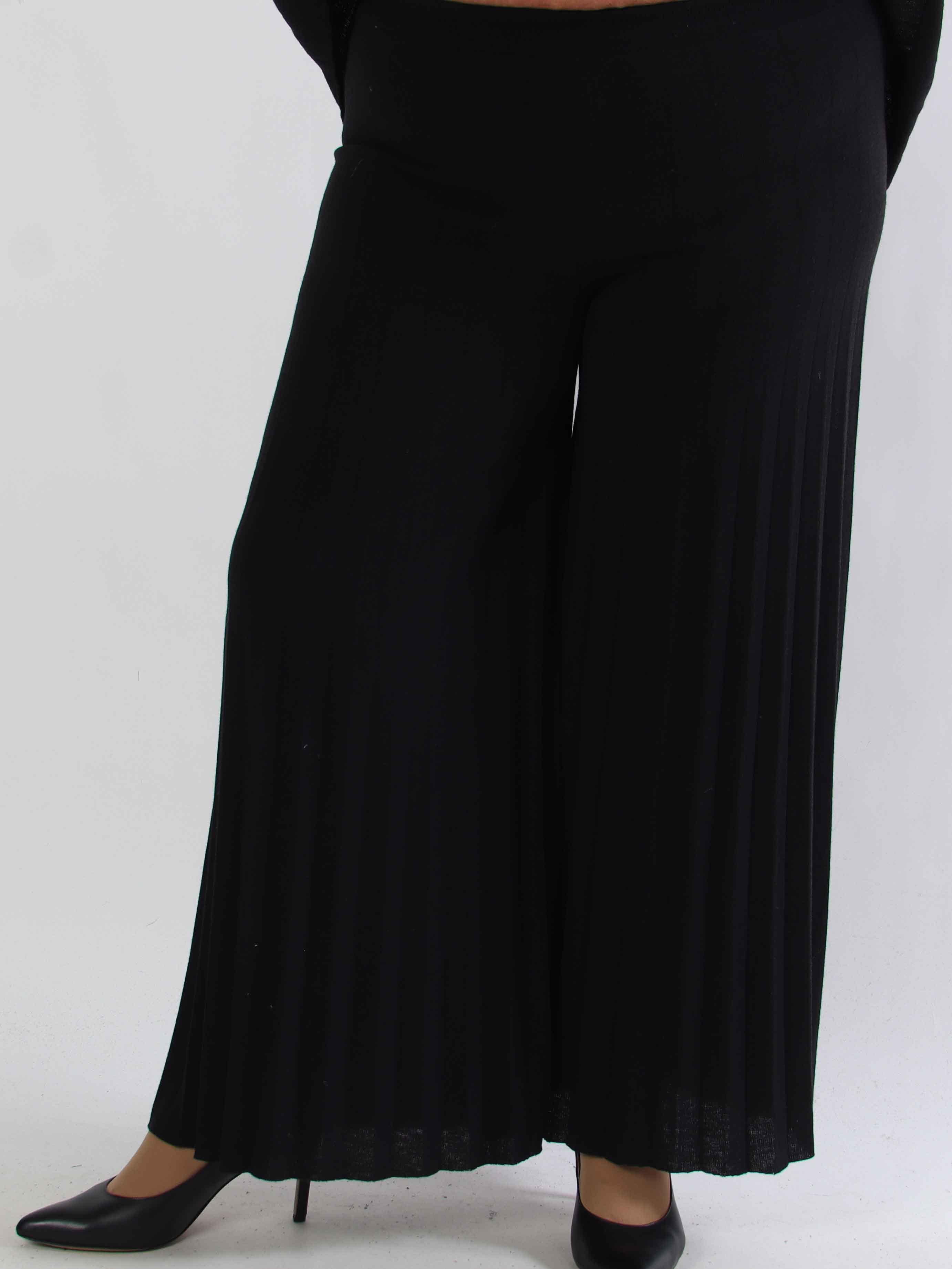 Anita Pants - Bløde og elegante plisserede plus size strikbukser