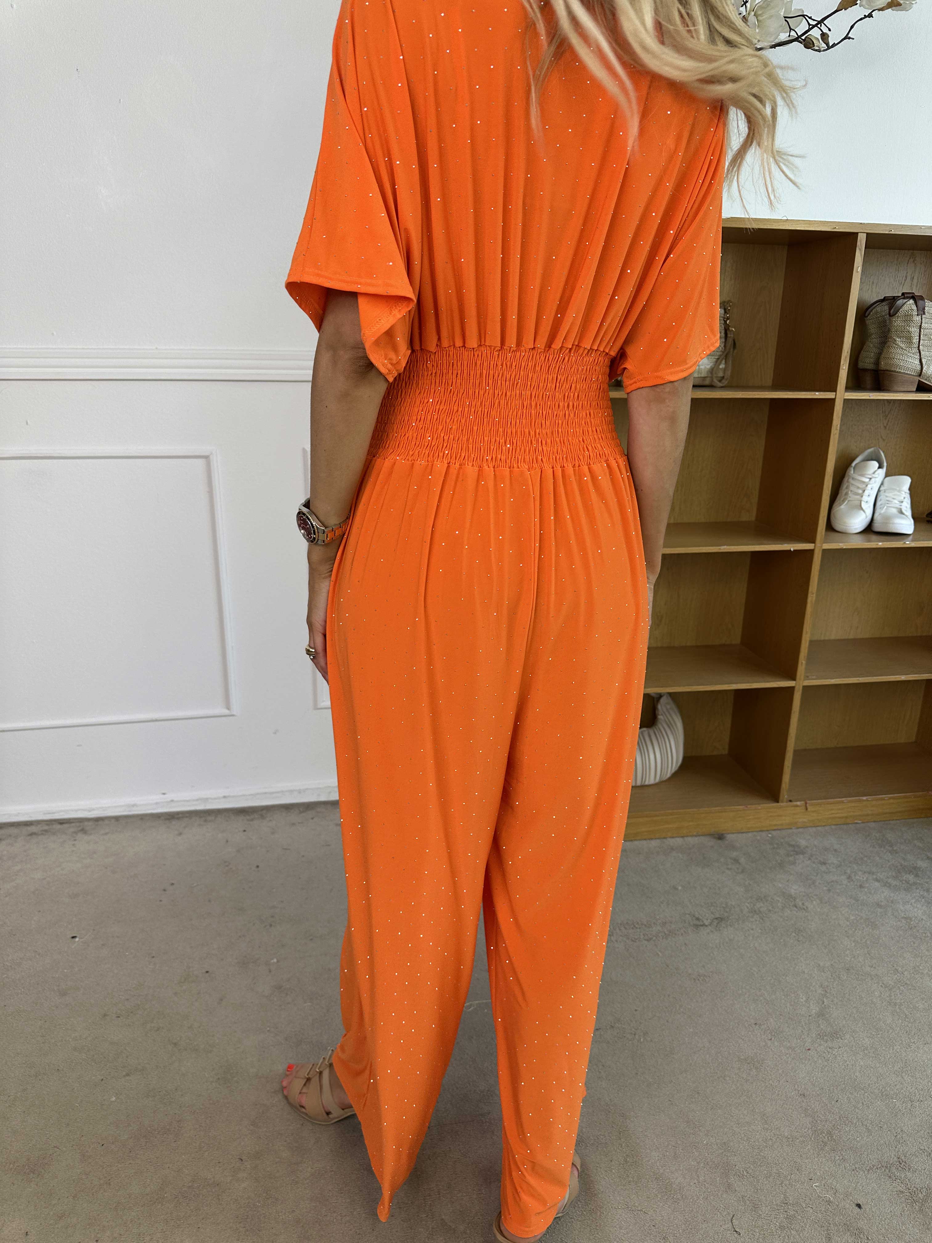 Pams Crystal Jumpsuit - Elastisk buksedragt pyntet med similisten