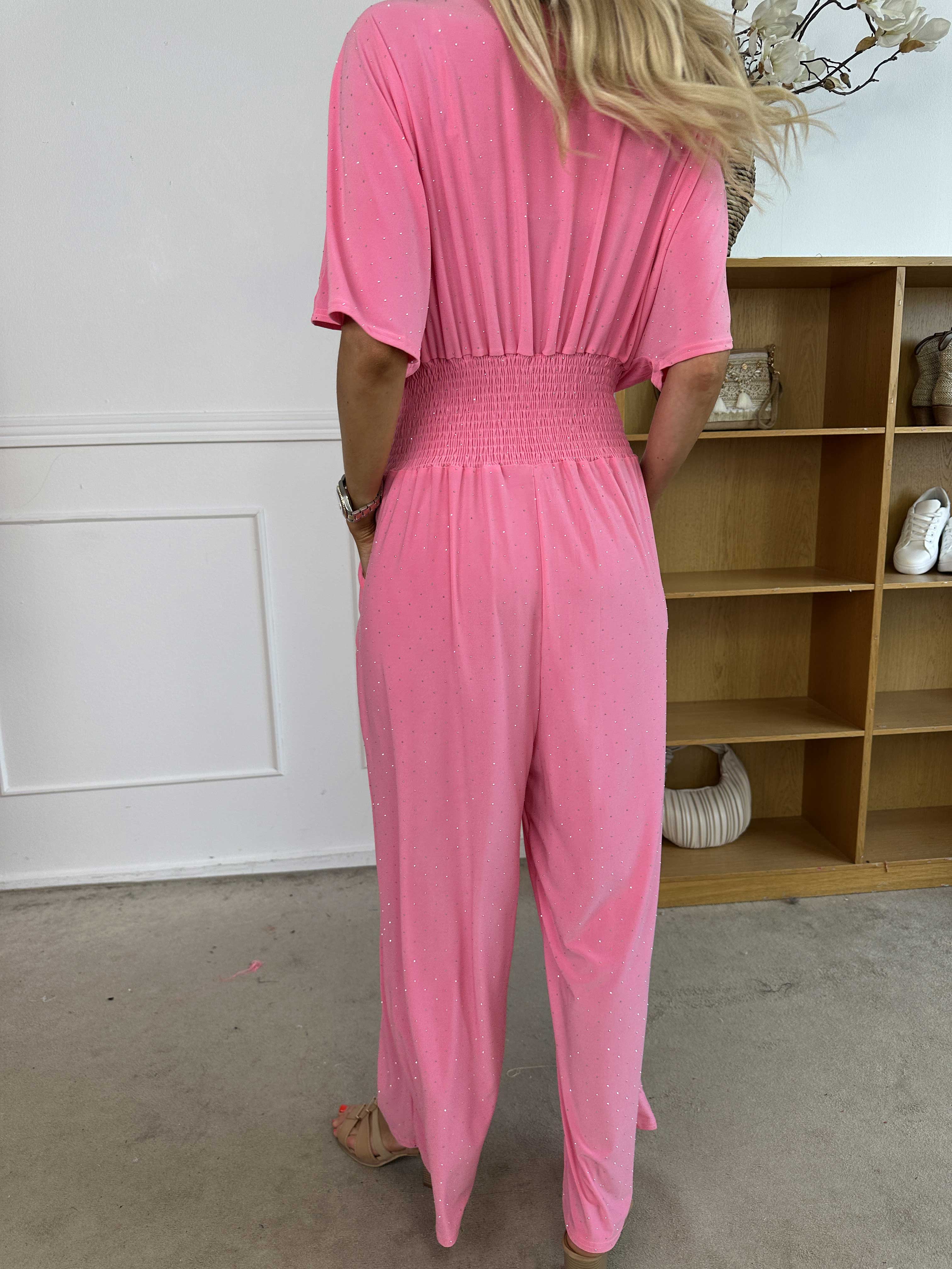 Pams Crystal Jumpsuit - Elastisk buksedragt pyntet med similisten