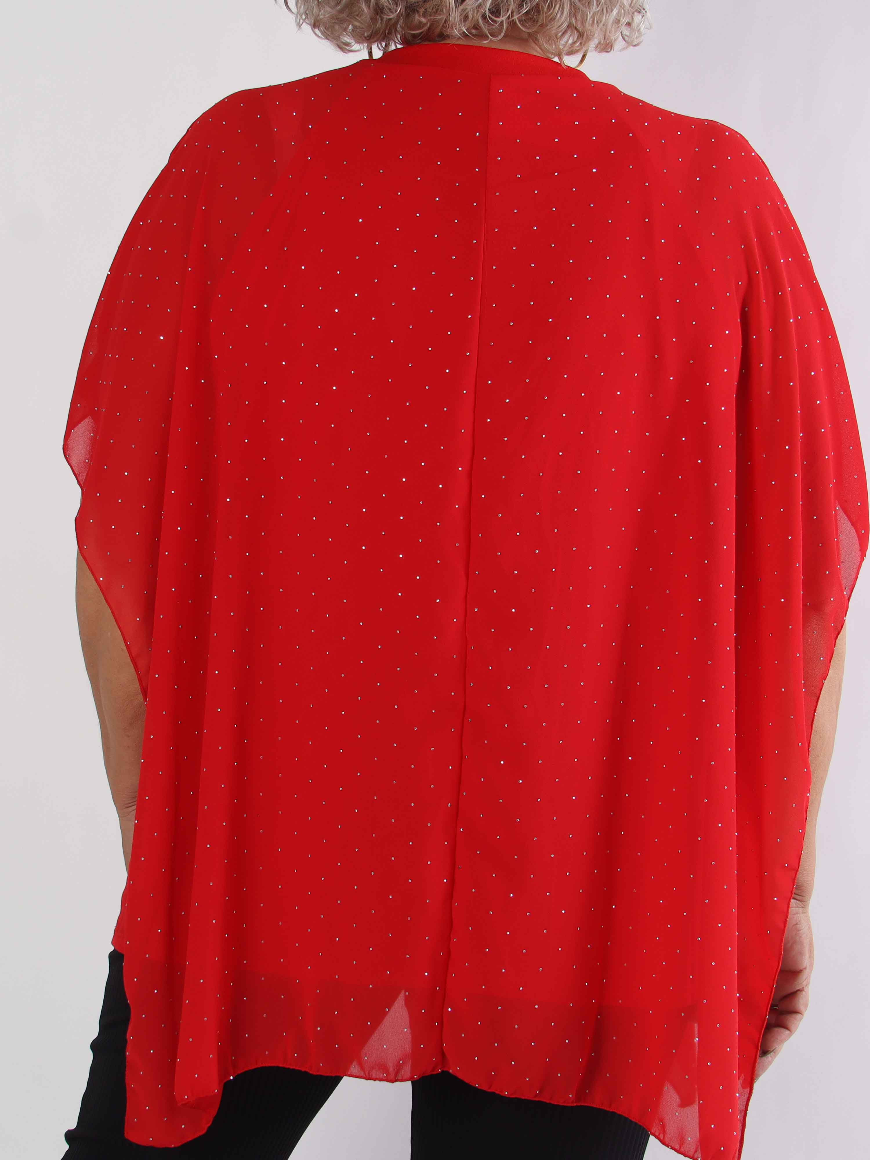 Alpha - Sød plus size tunikakjole med et chiffonlag med skinnende sten