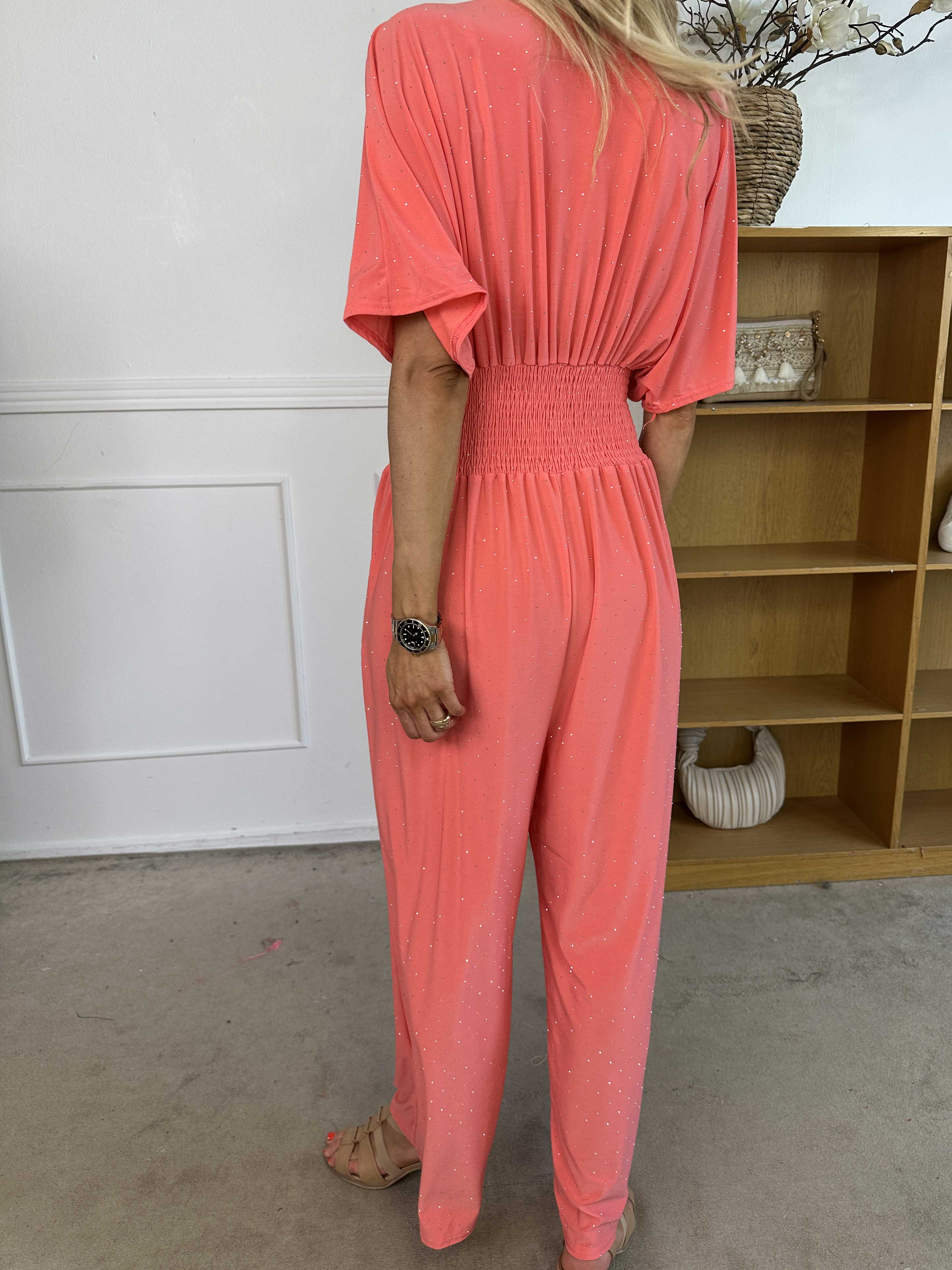 Pams Crystal Jumpsuit - Elastisk buksedragt pyntet med similisten