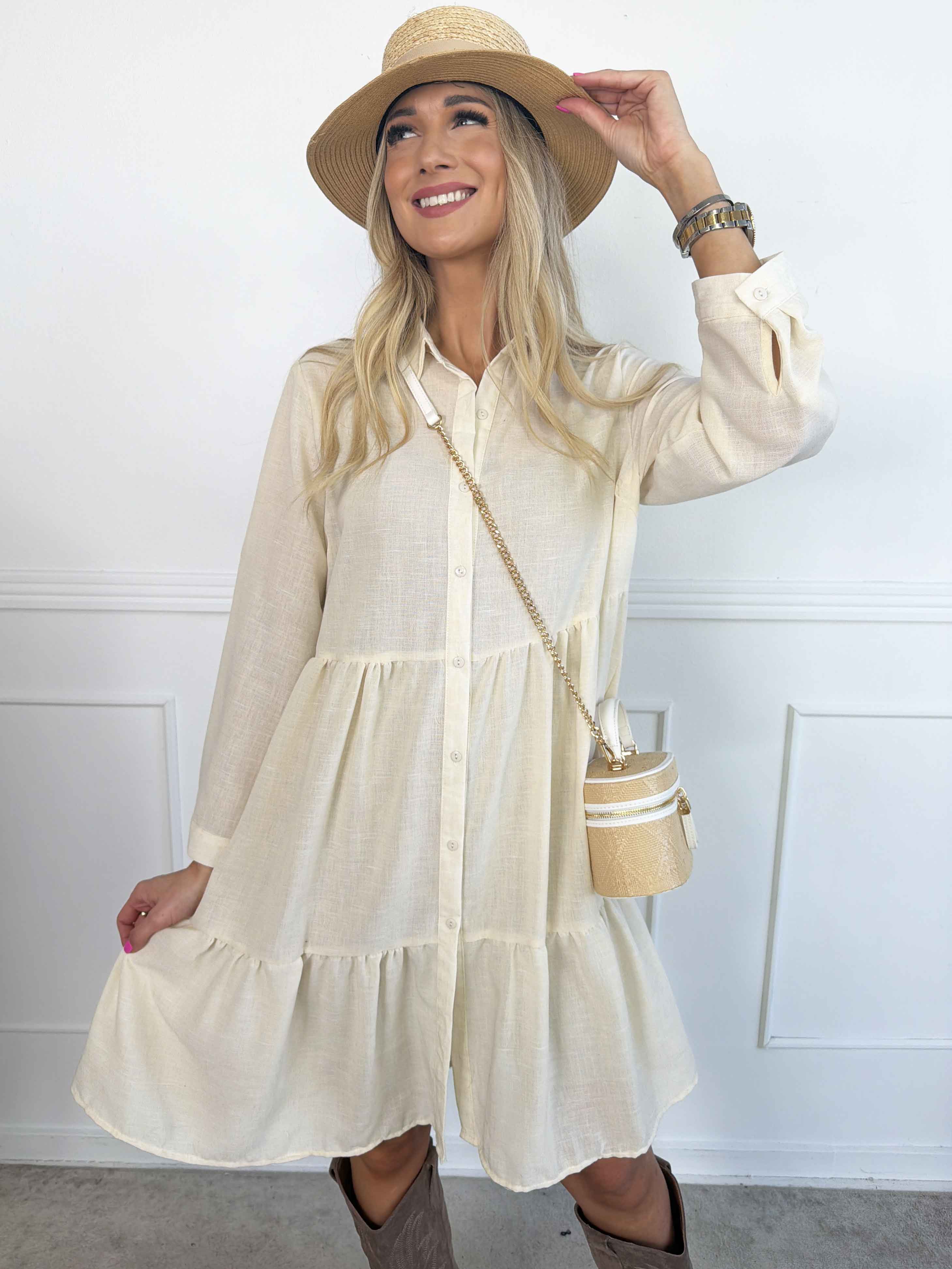 Emma - Skjortekjole i lag på lag look