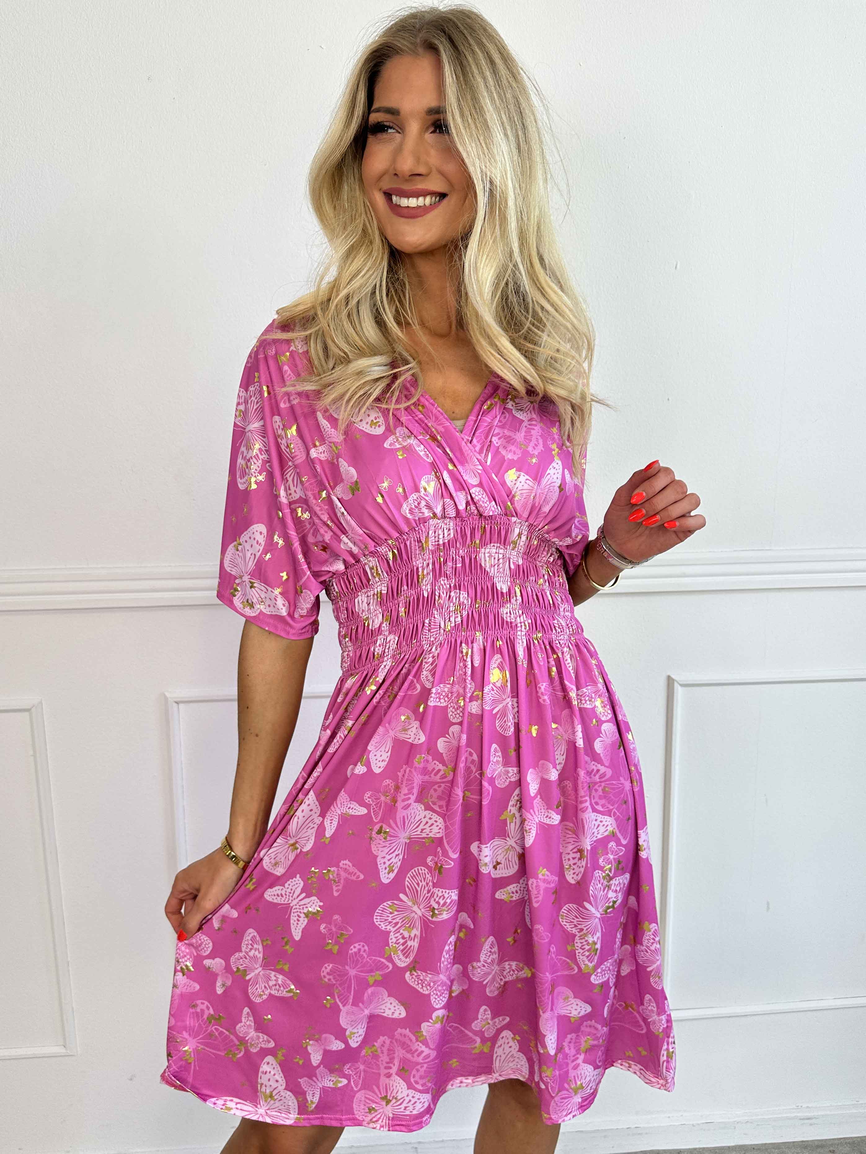 Pams Butterfly Short - Elastisk kjole med sommerfugleprint