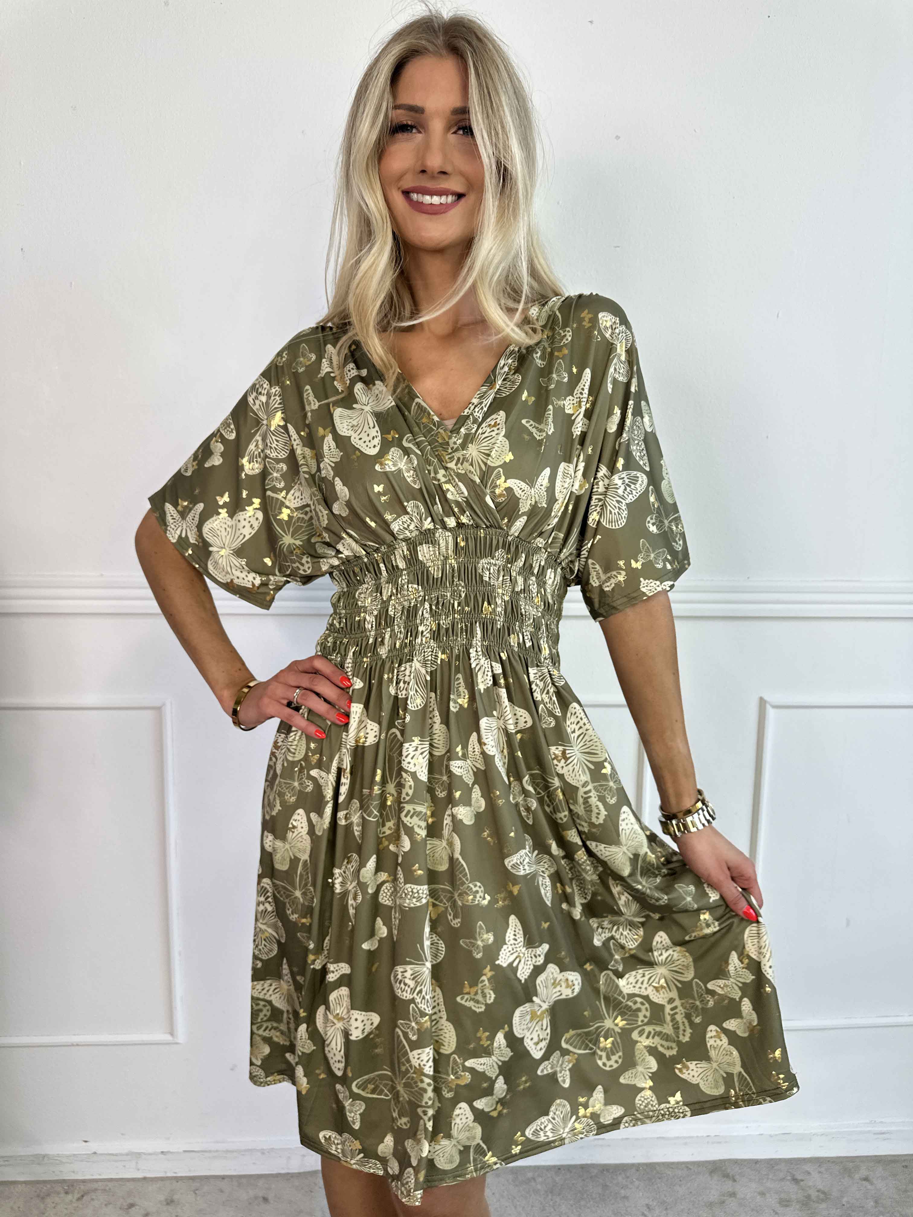 Pams Butterfly Short - Elastisk kjole med sommerfugleprint