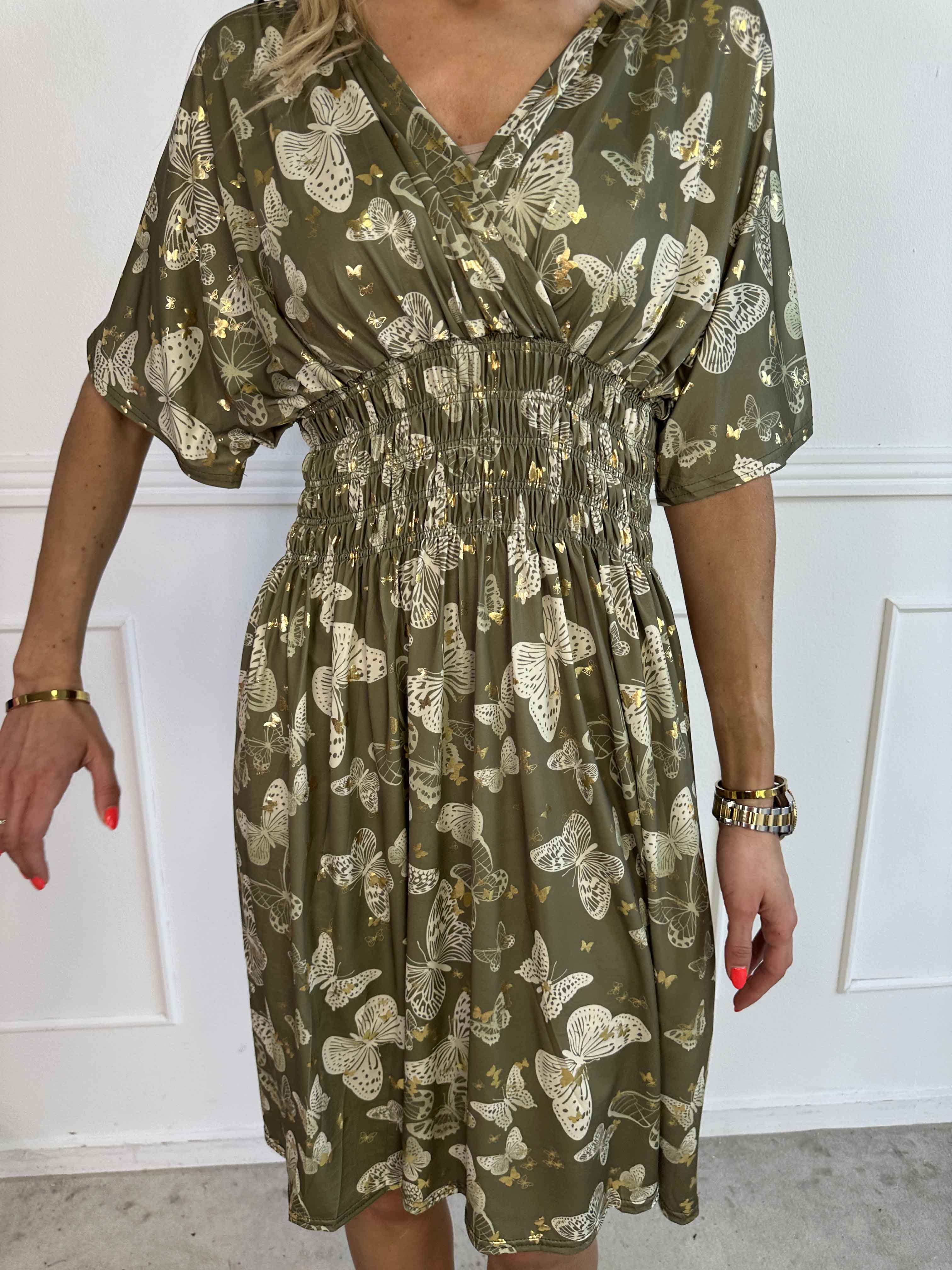 Pams Butterfly Short - Elastisk kjole med sommerfugleprint