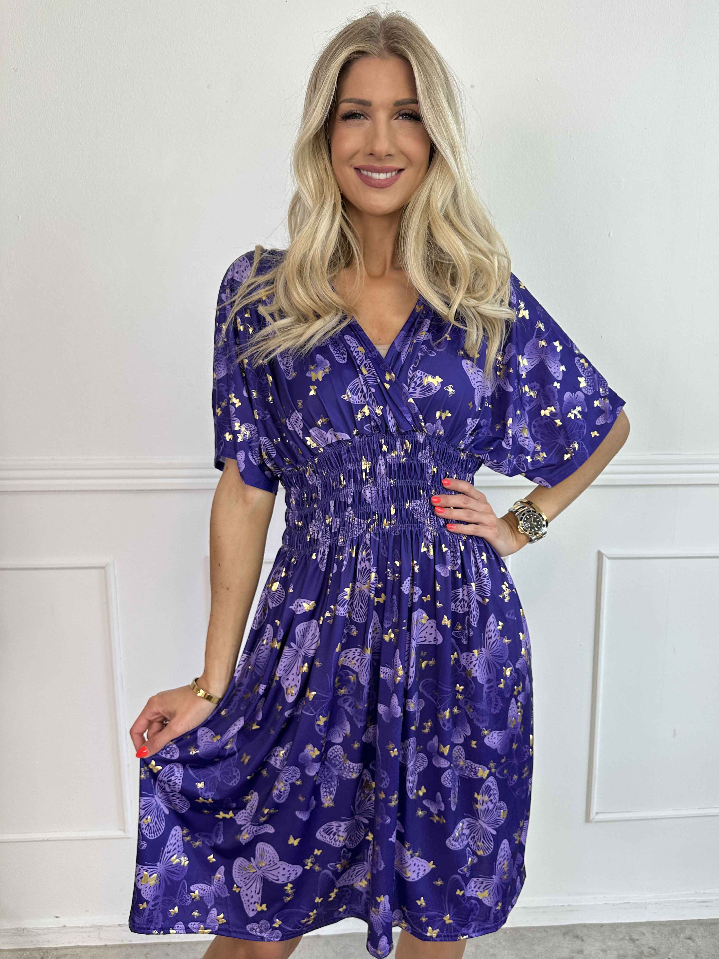 Pams Butterfly Short - Elastisk kjole med sommerfugleprint