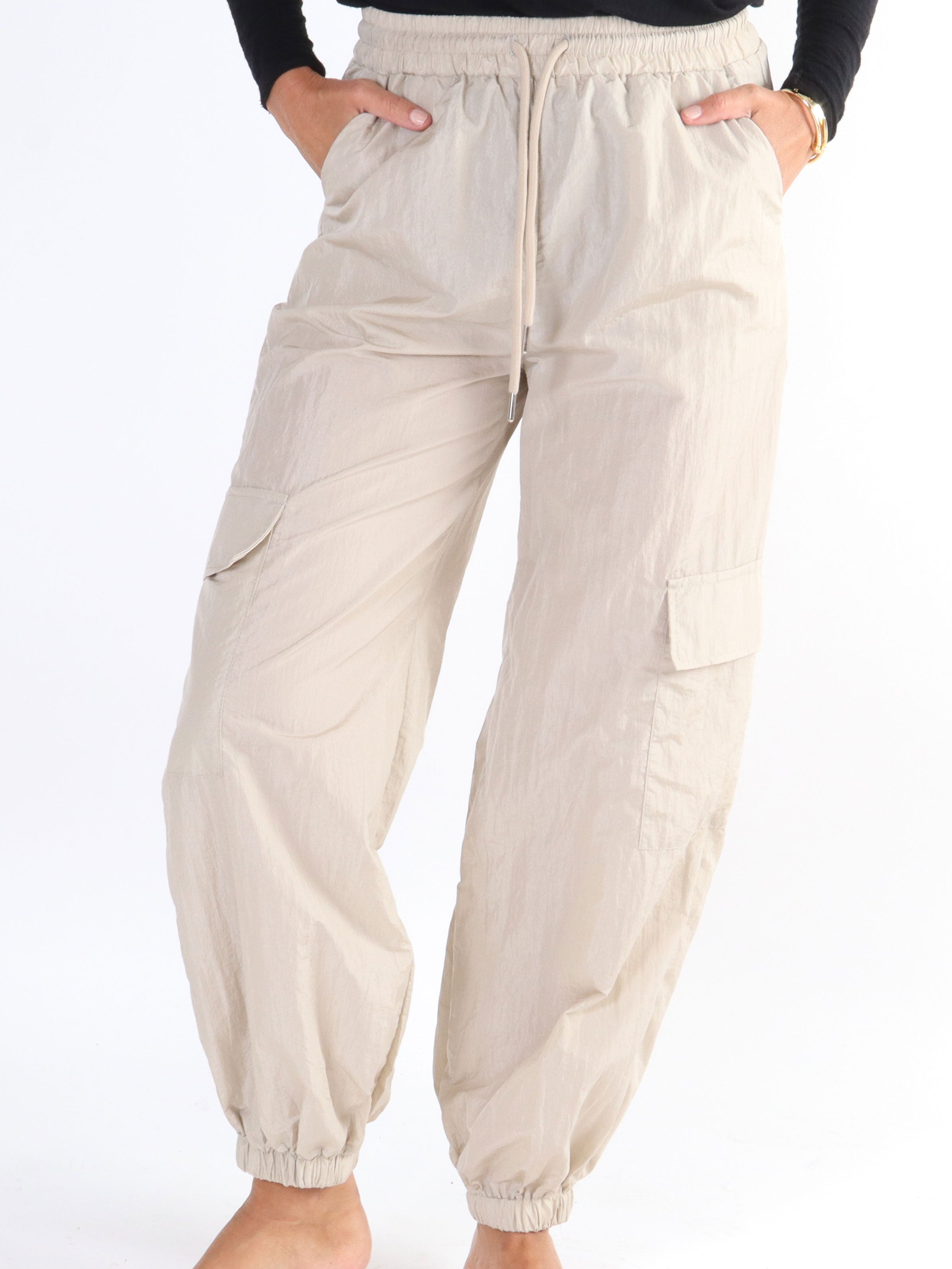 Galina - Fede cargo bukser med elastikkant i livet