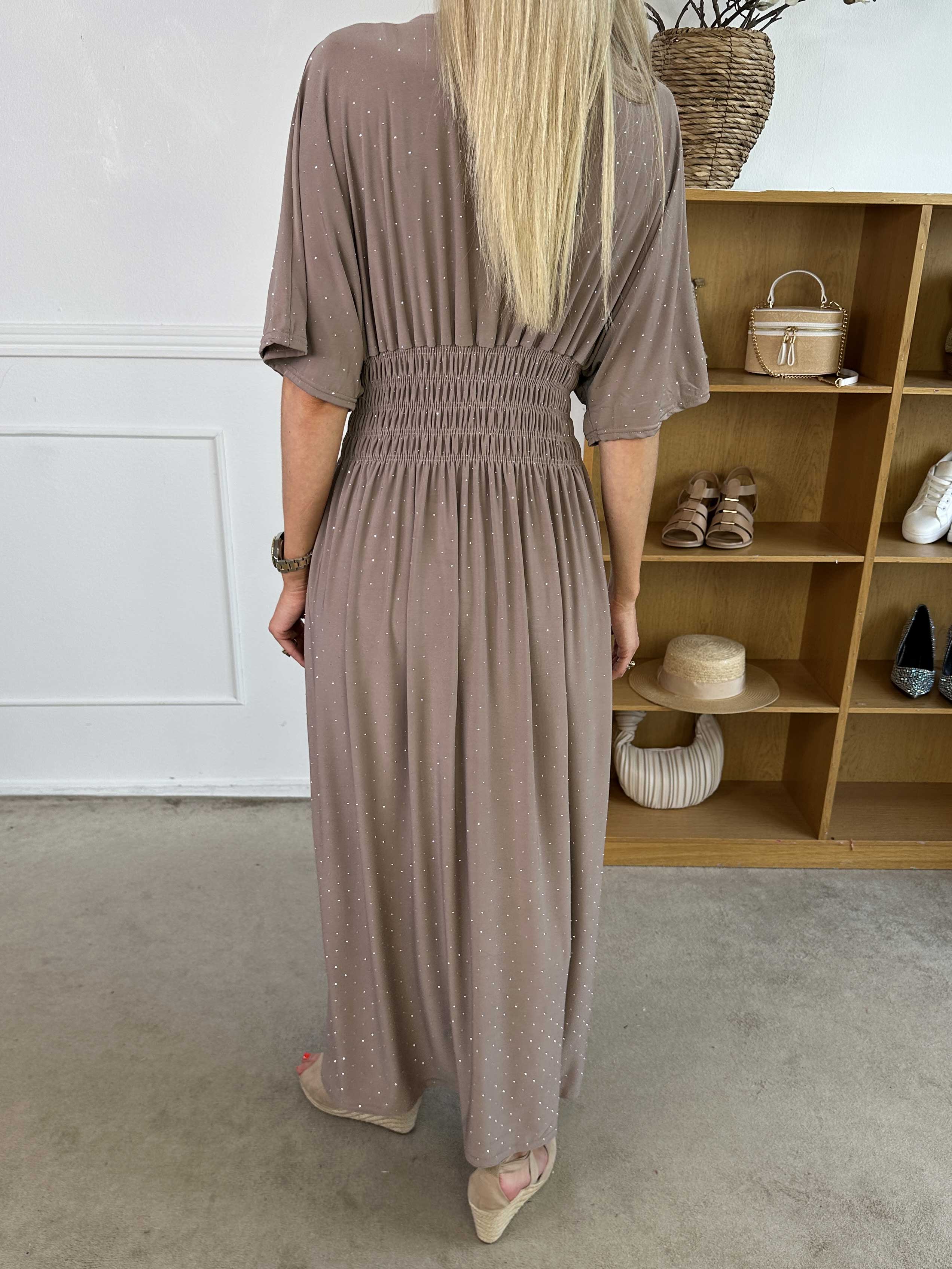 Pams Crystal - Lang elastisk kjole med similisten