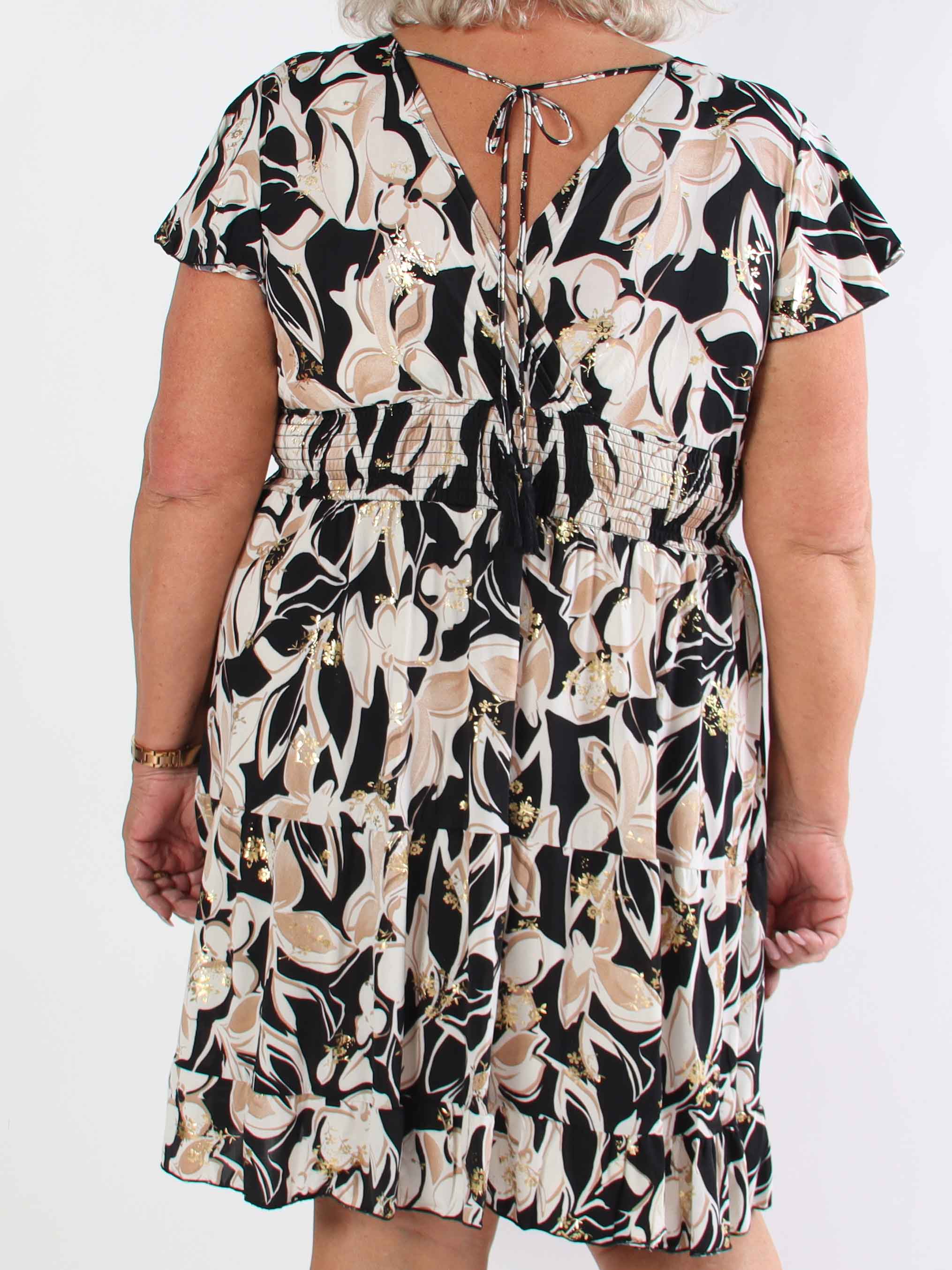 Palmira - Mønstret elastisk plus size kjole med lag på lag look