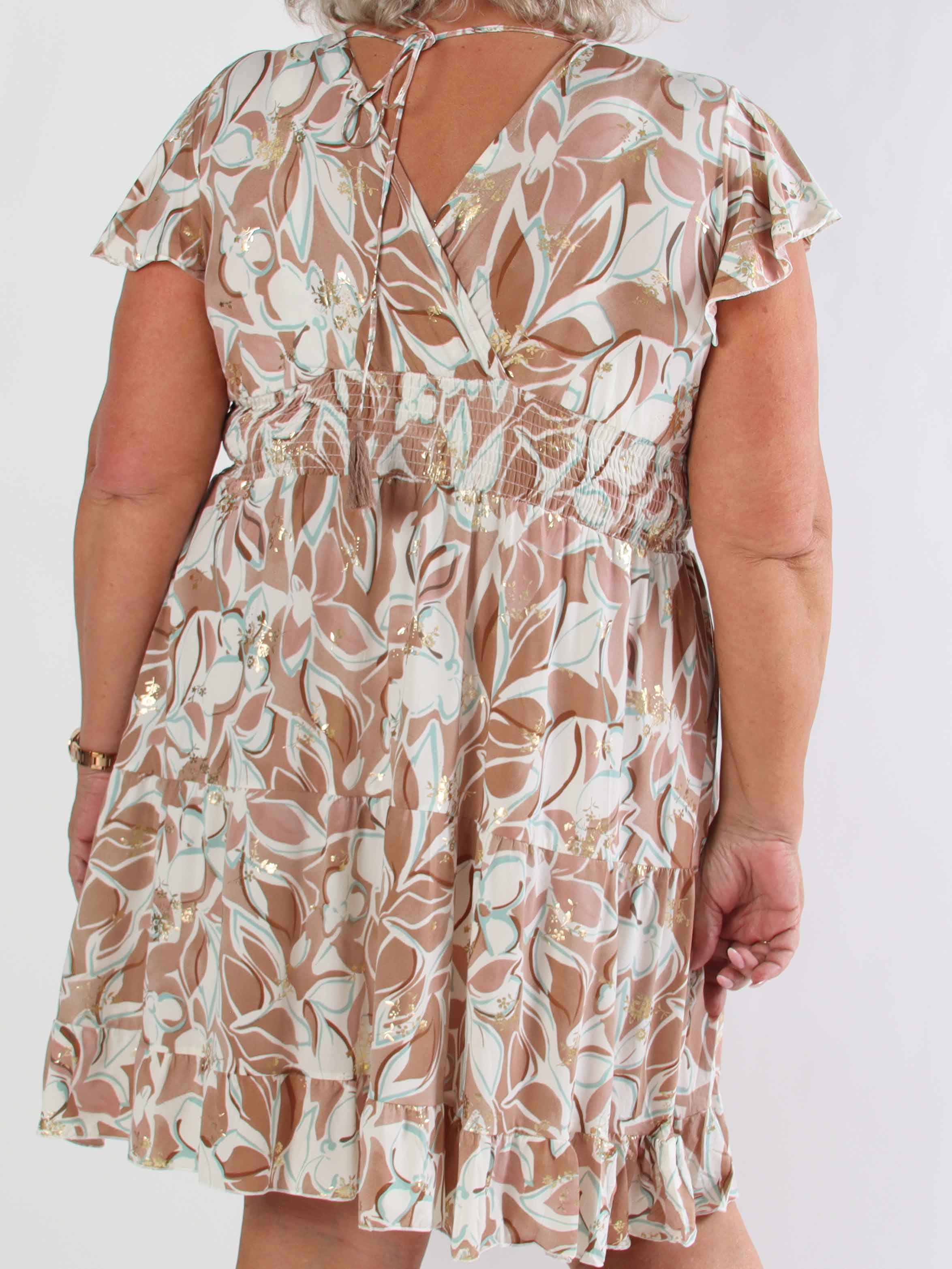 Palmira - Mønstret elastisk plus size kjole med lag på lag look